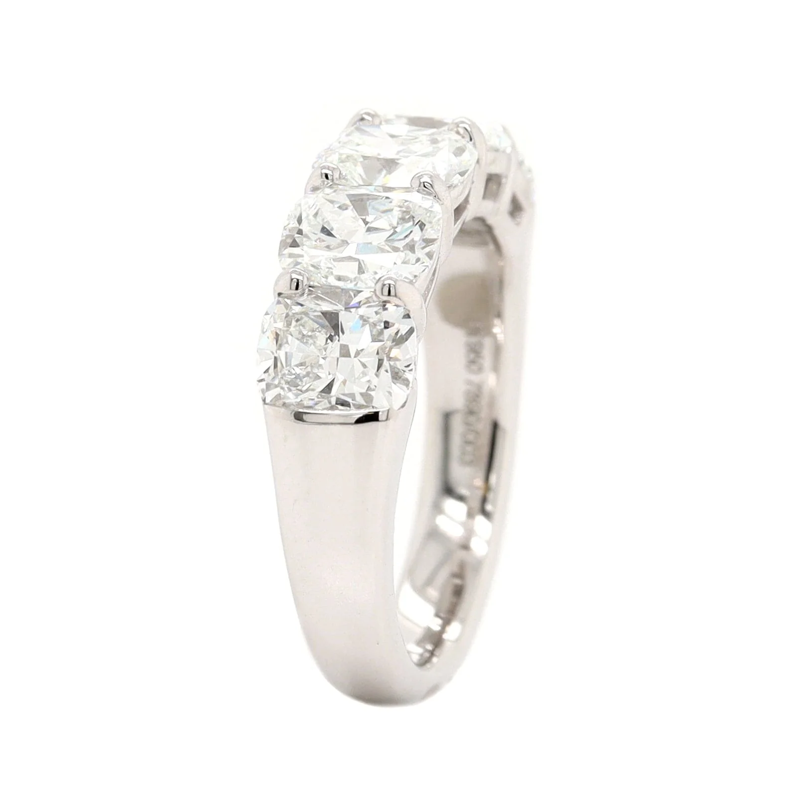 Platinum 5 Stone Cushion Cut Diamond Band - Image 2