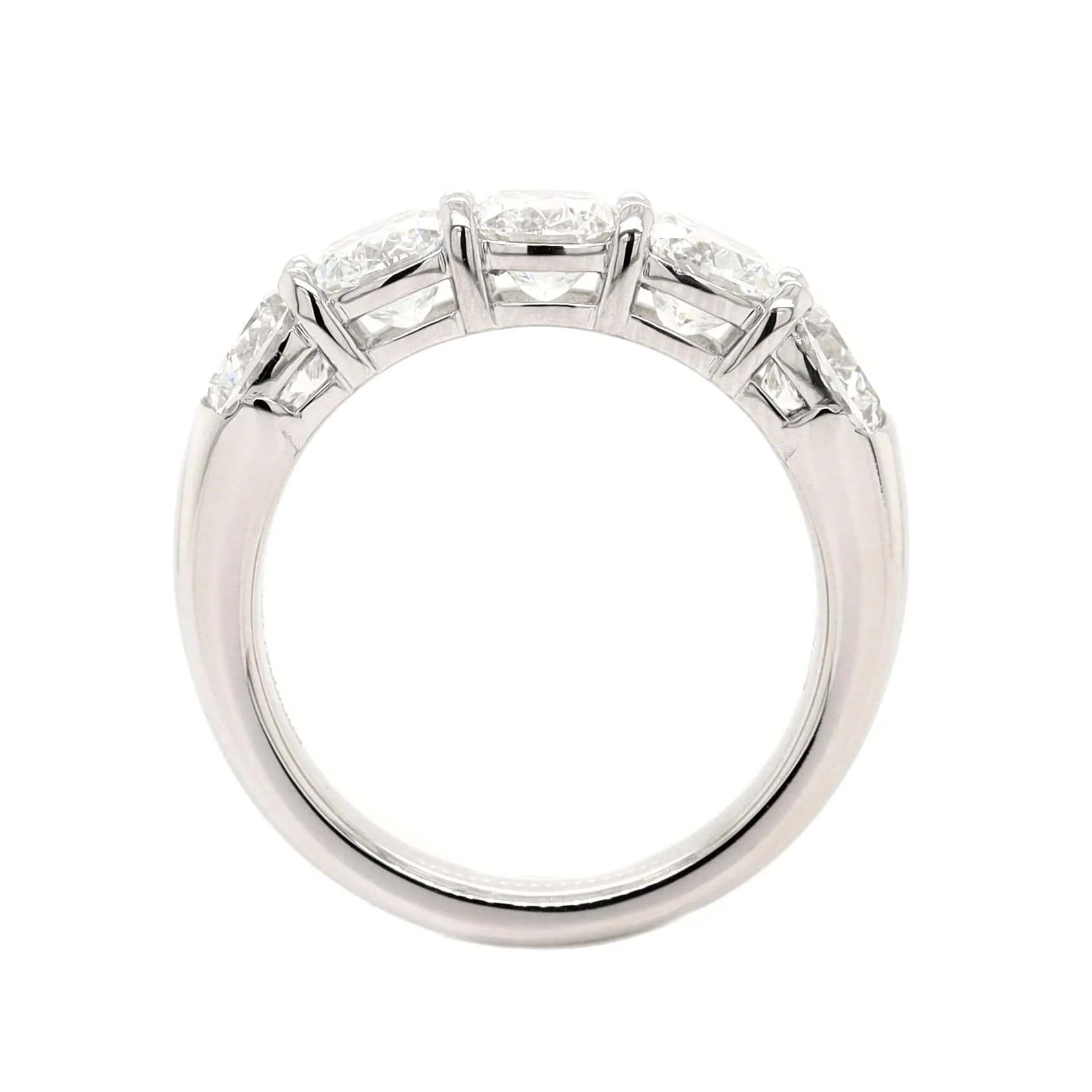 Platinum 5 Stone Cushion Cut Diamond Band - Image 3