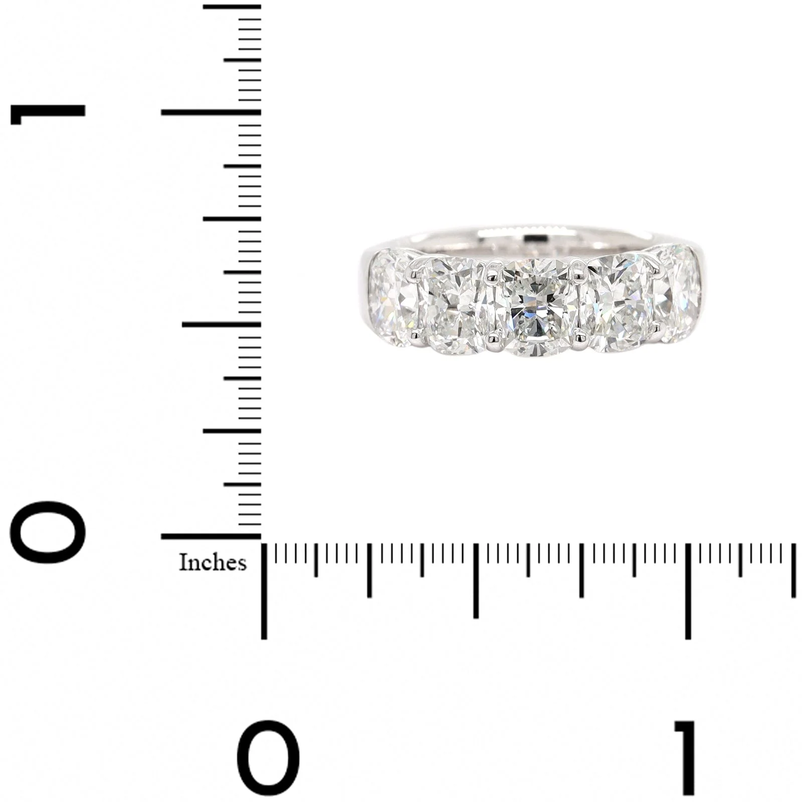Platinum 5 Stone Cushion Cut Diamond Band - Image 4
