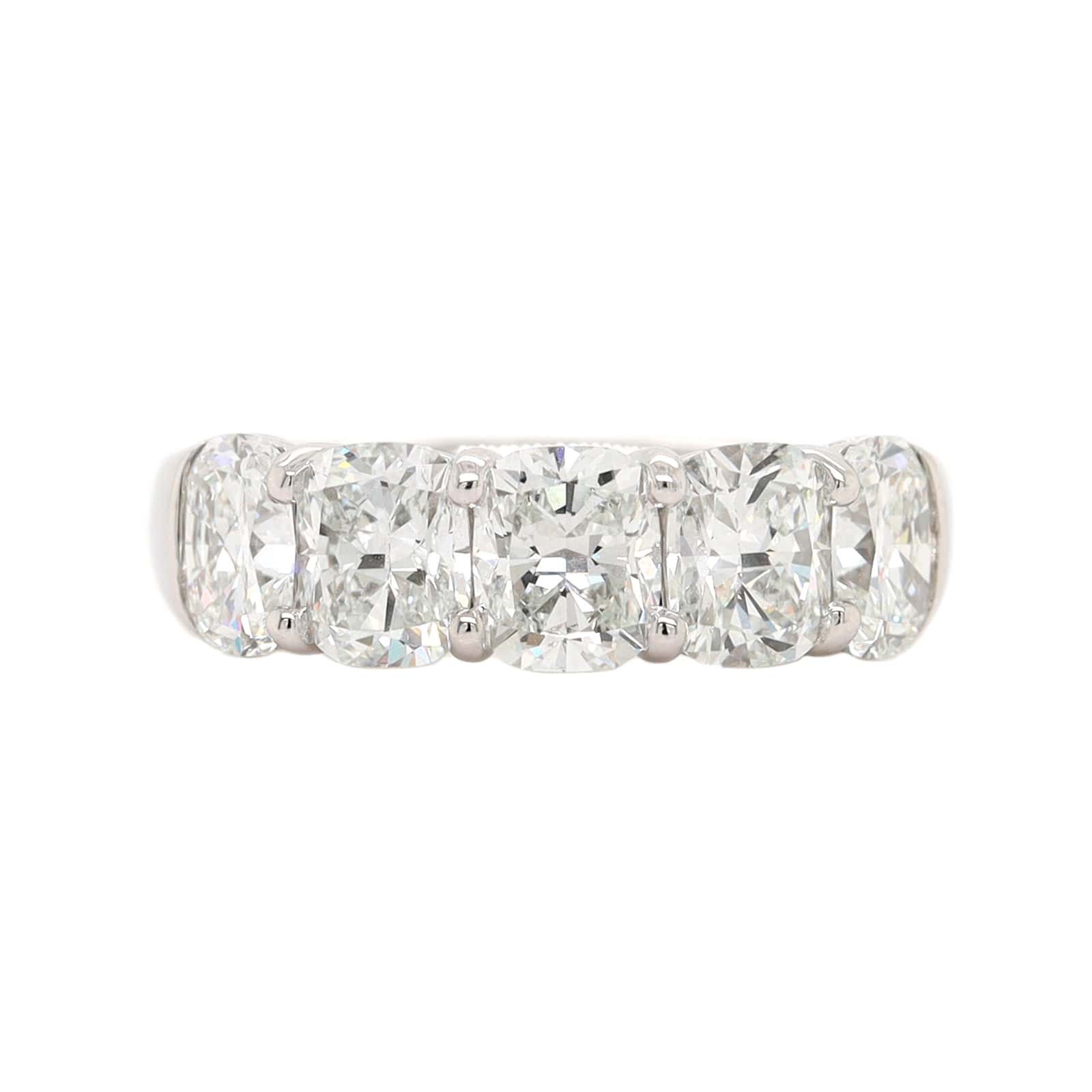 Platinum 5 Stone Cushion Cut Diamond Band - Image 5