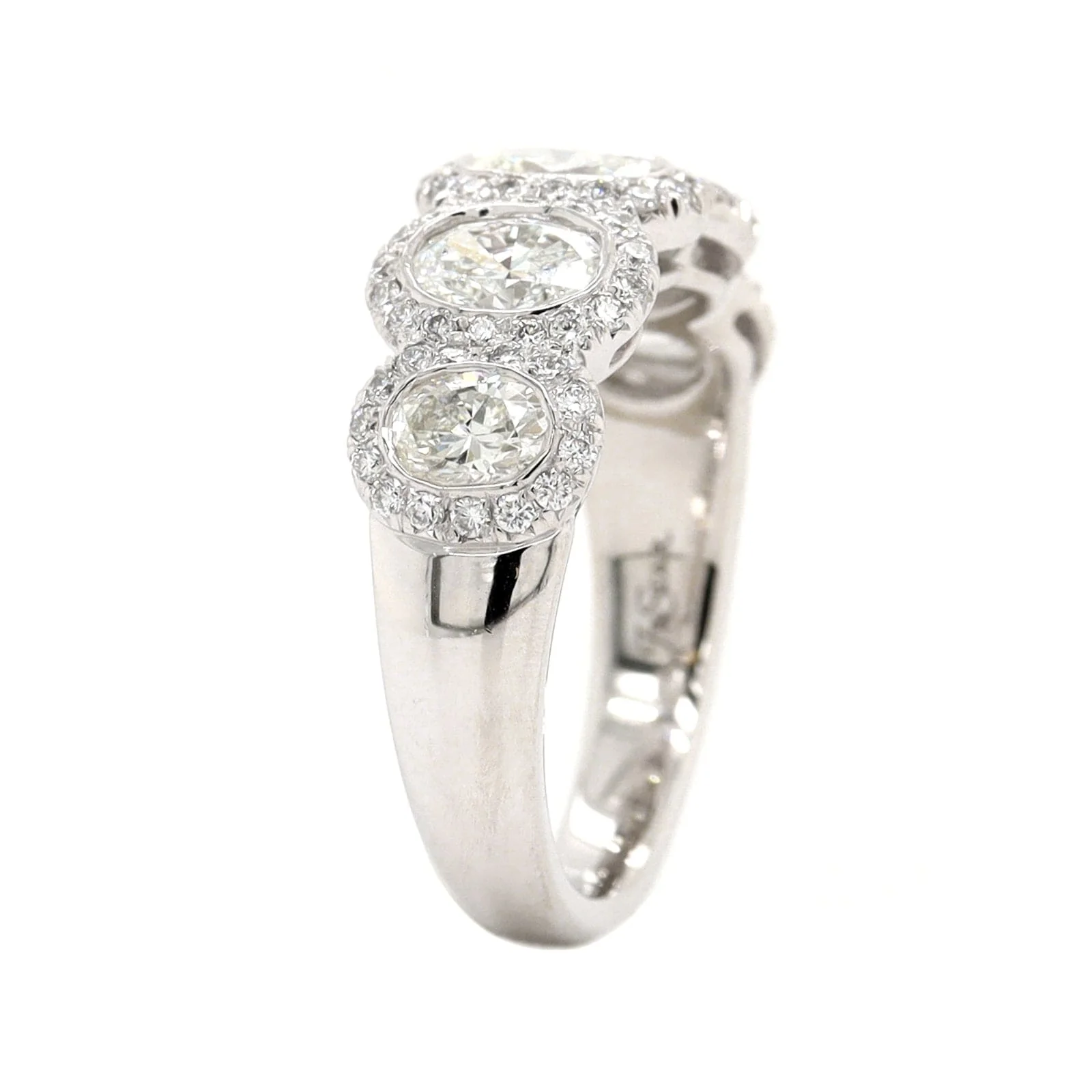 Platinum 5 Stone Oval Diamond Band - Image 2