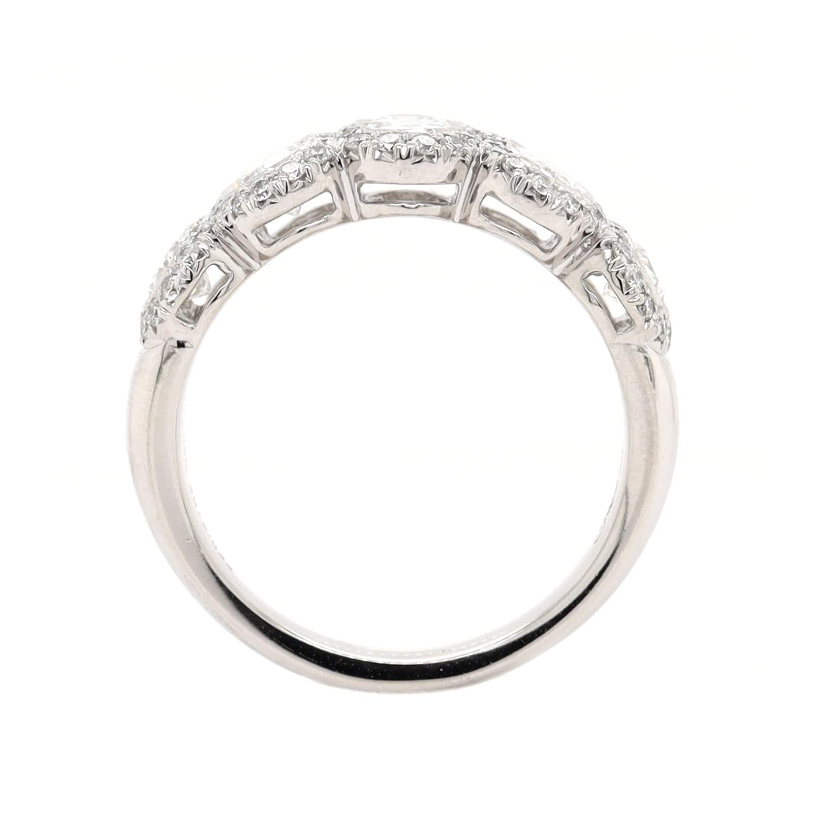 Platinum 5 Stone Oval Diamond Band - Image 3