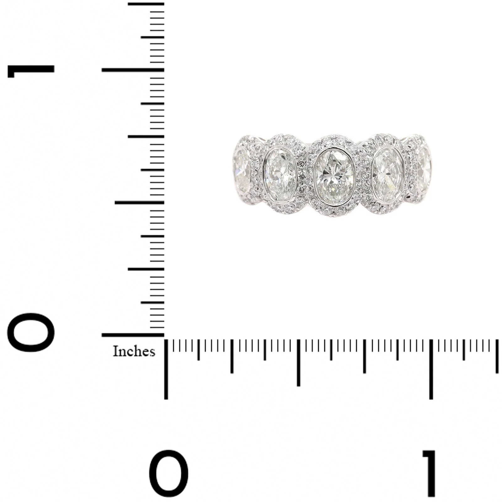 Platinum 5 Stone Oval Diamond Band - Image 4