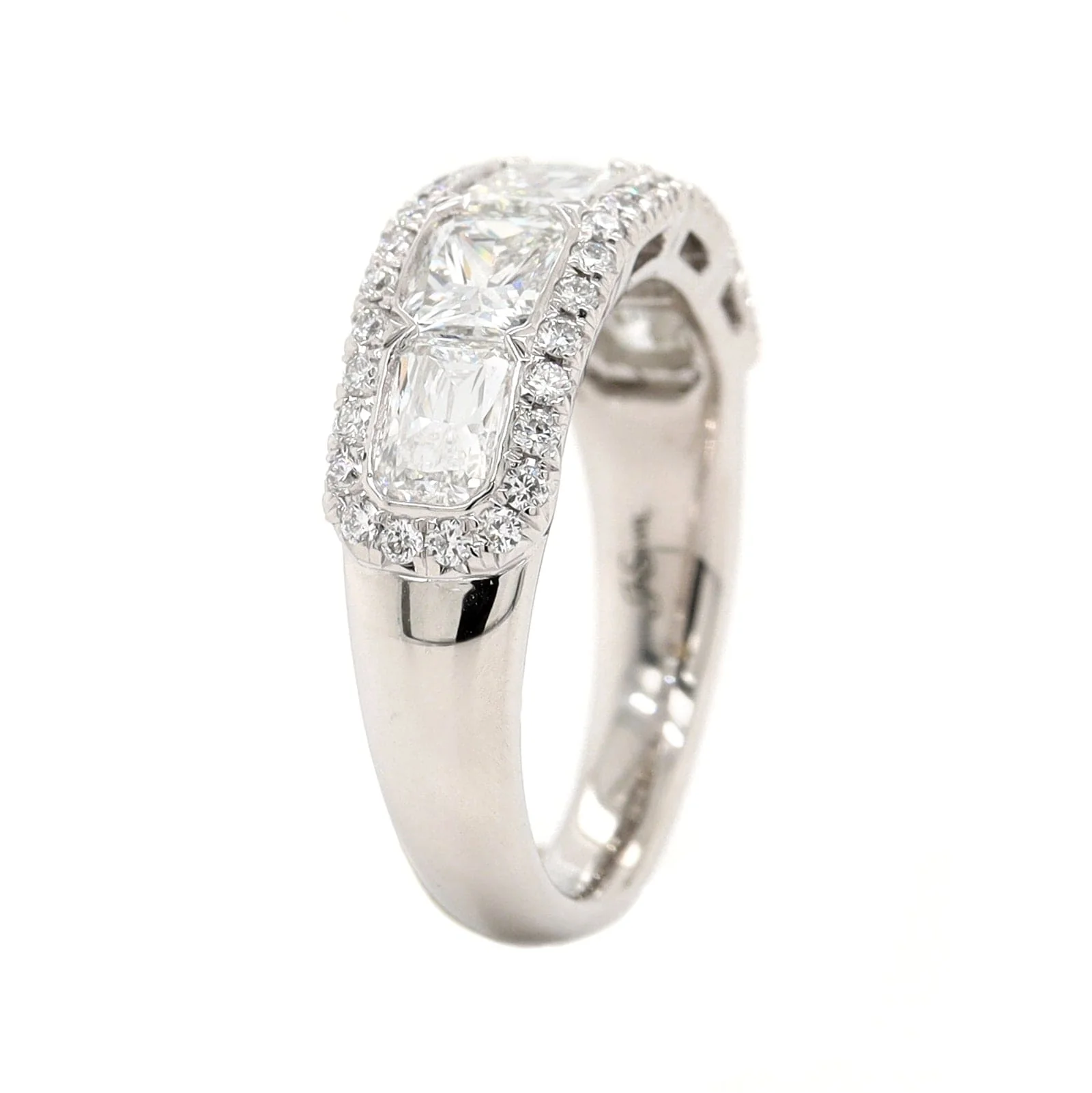 Platinum 5 Stone Radiant Cut Diamond Band - Image 2