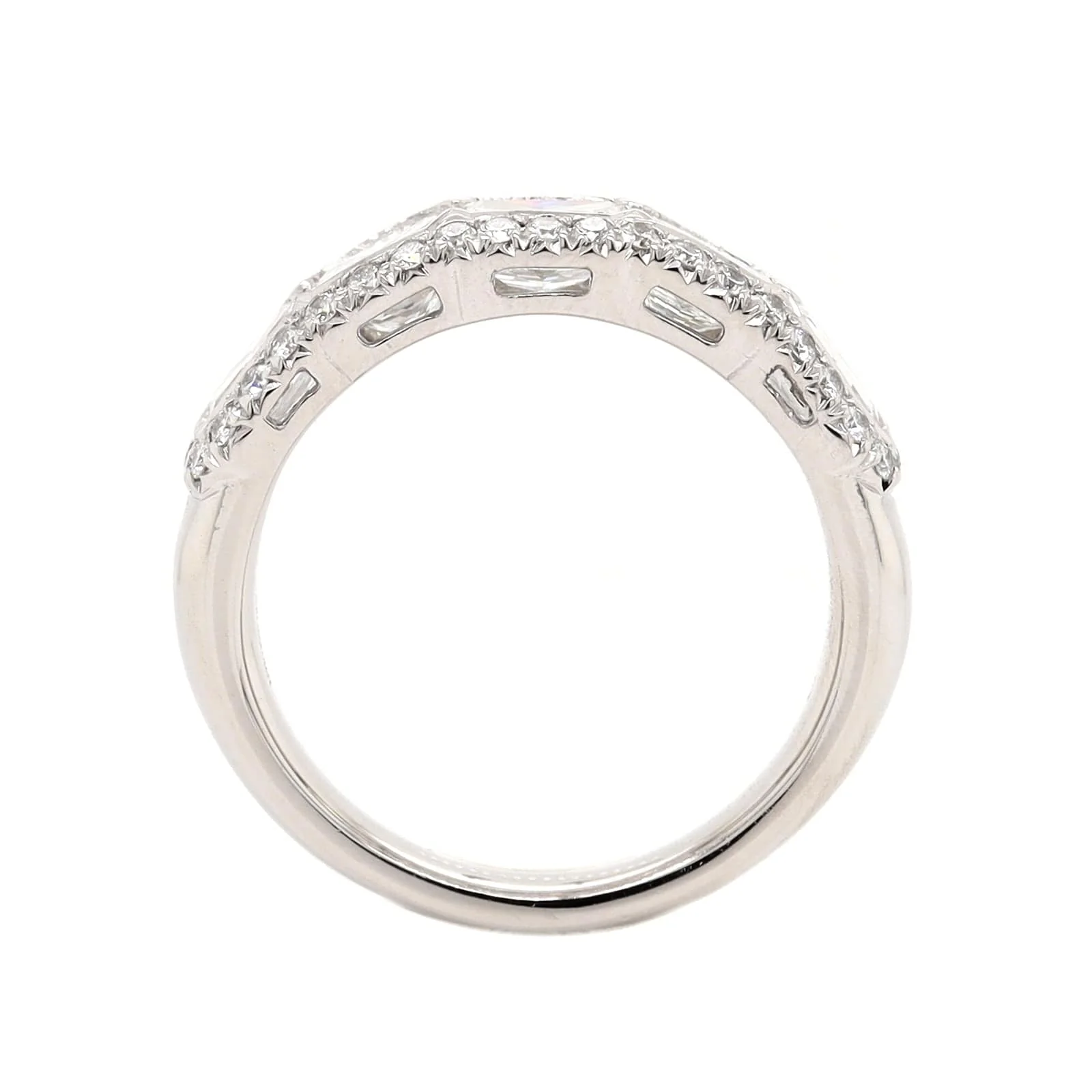 Platinum 5 Stone Radiant Cut Diamond Band - Image 3