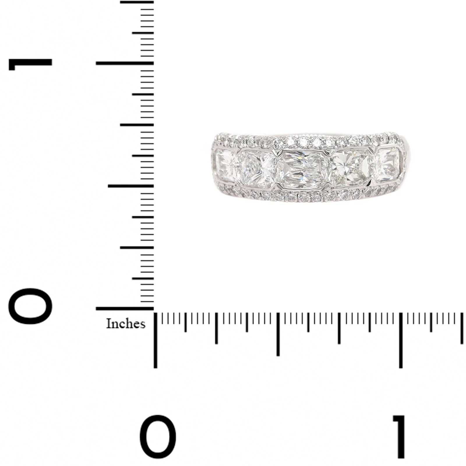 Platinum 5 Stone Radiant Cut Diamond Band - Image 4