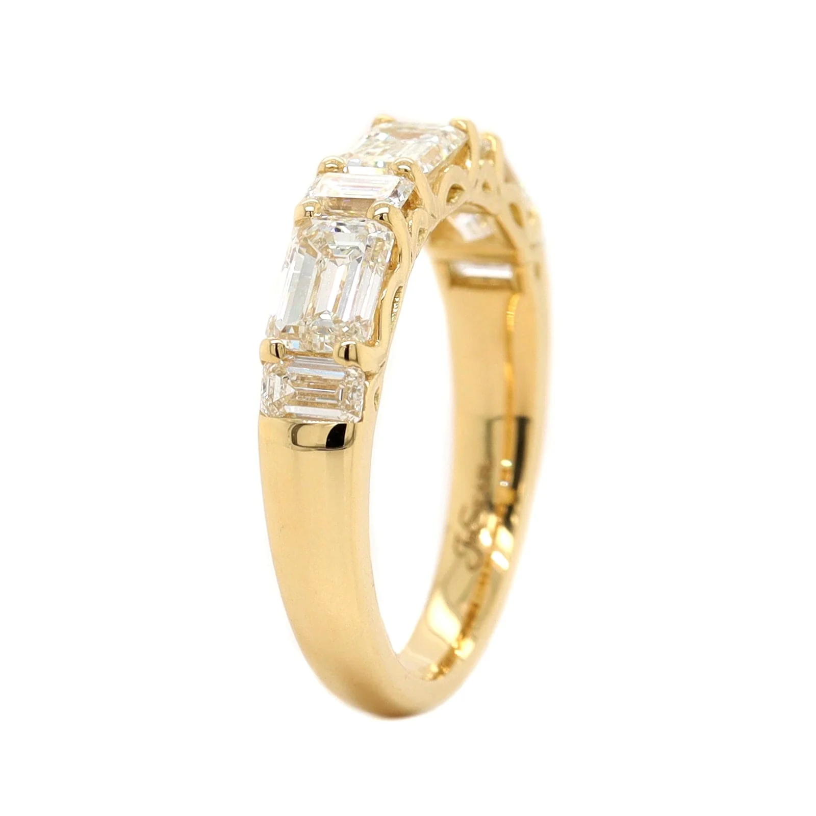 18K Yellow Gold 7 Stone Emerald Cut Diamond Band - Image 2