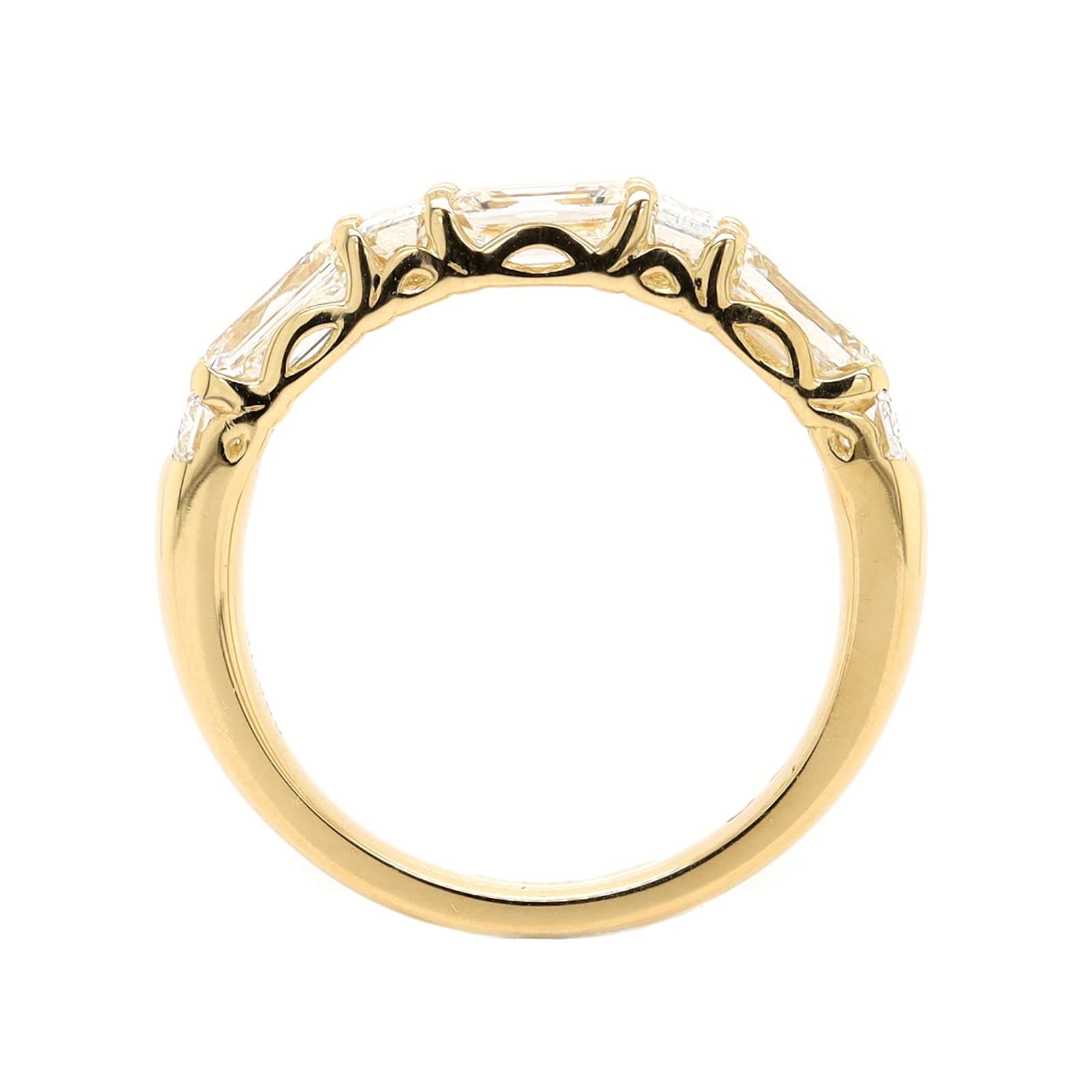 18K Yellow Gold 7 Stone Emerald Cut Diamond Band - Image 3