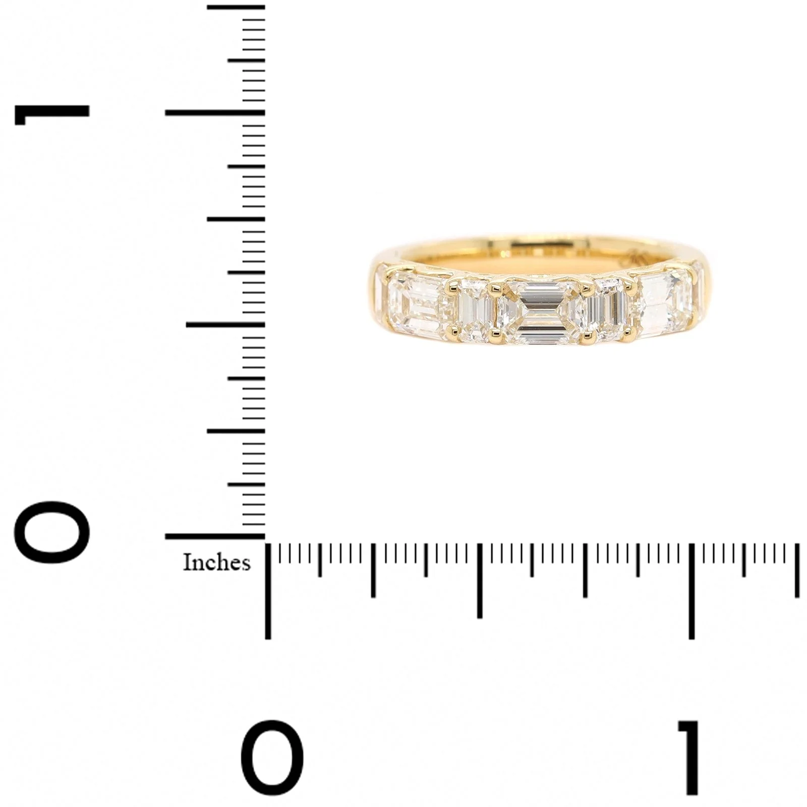 18K Yellow Gold 7 Stone Emerald Cut Diamond Band - Image 4