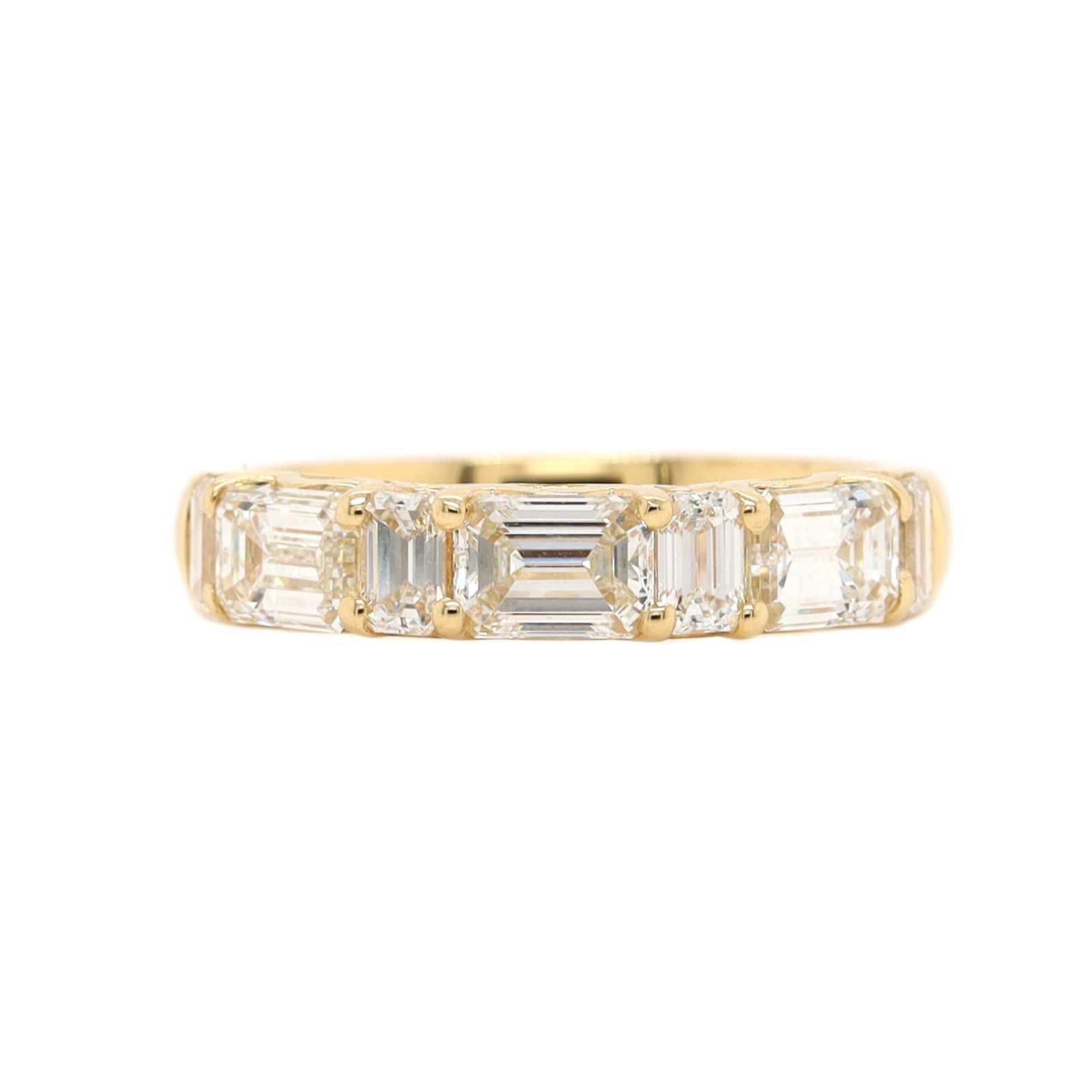 18K Yellow Gold 7 Stone Emerald Cut Diamond Band - Image 5