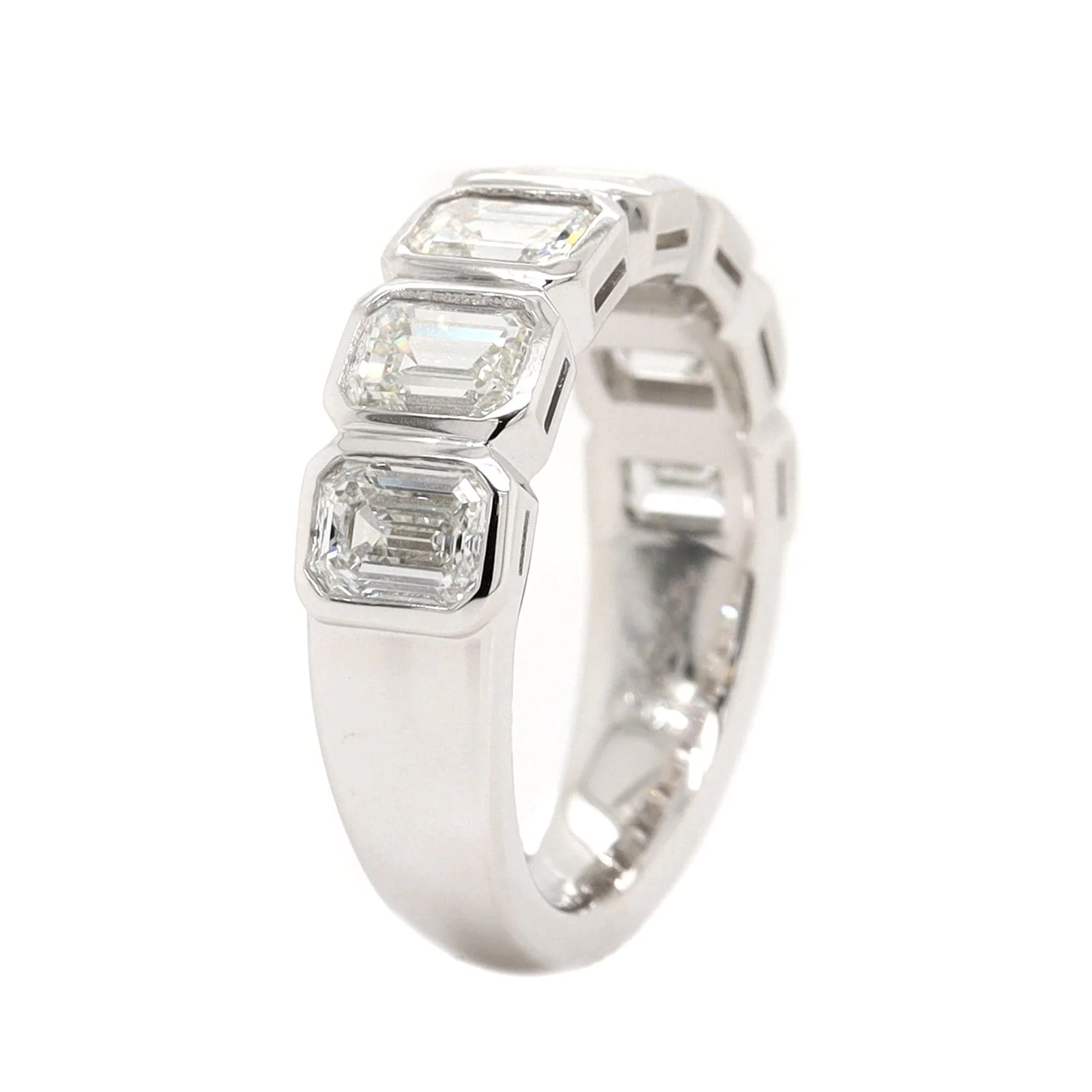 Platinum 7 Stone Emerald Cut Diamond Band - Image 2