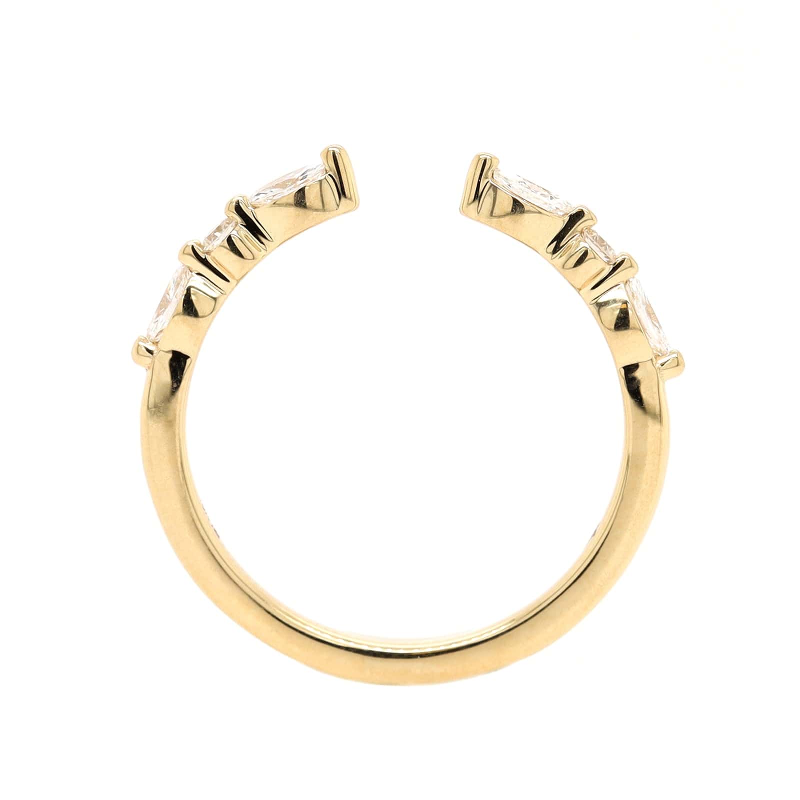 18K Yellow Gold Open Single Prong Round and Marquise Diamond Band - Image 3