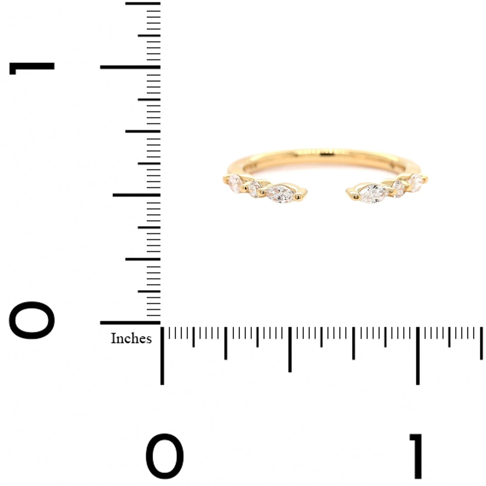 18K Yellow Gold Open Single Prong Round and Marquise Diamond Band - Image 4