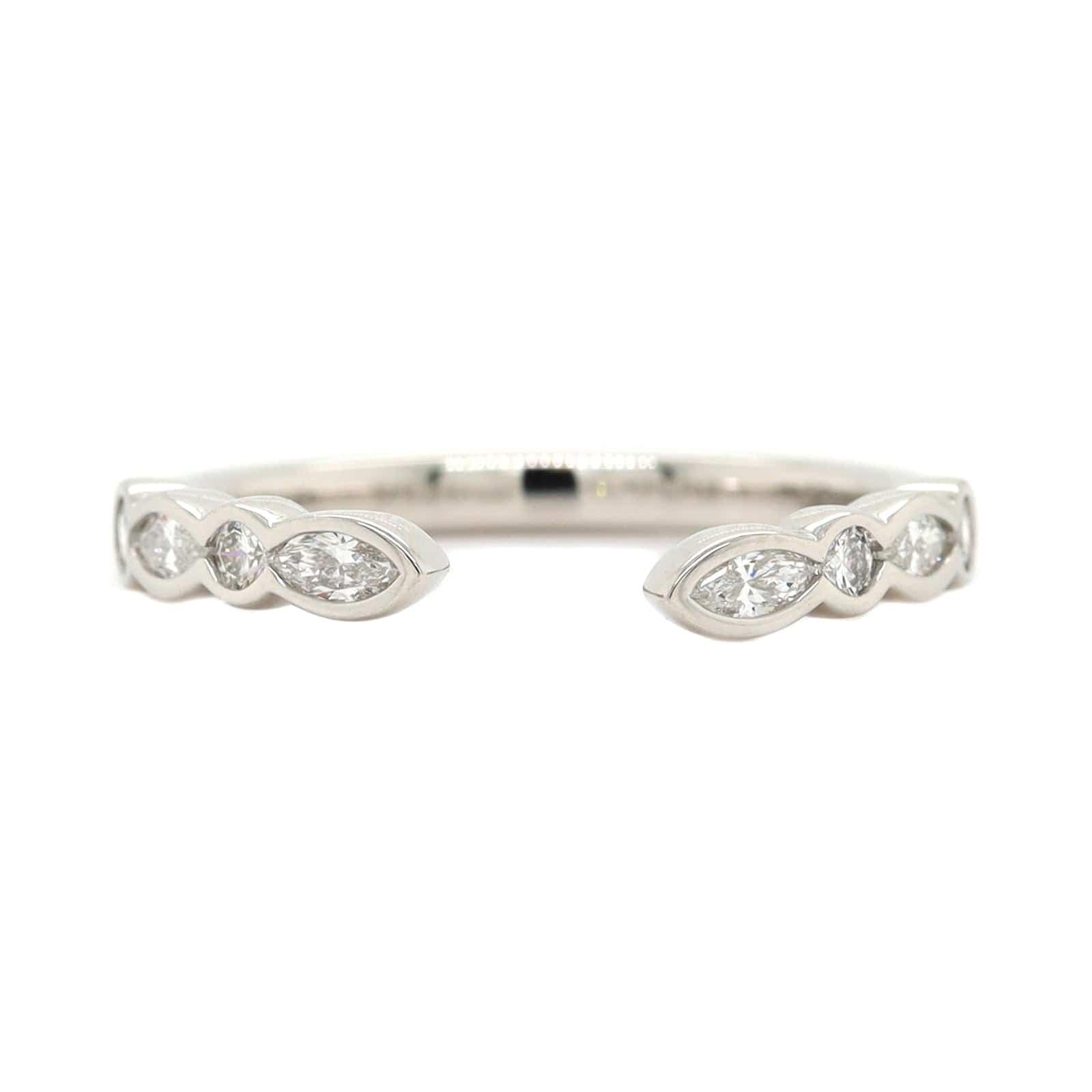Platinum Open Bezel Set Round and Marquise Diamond Band