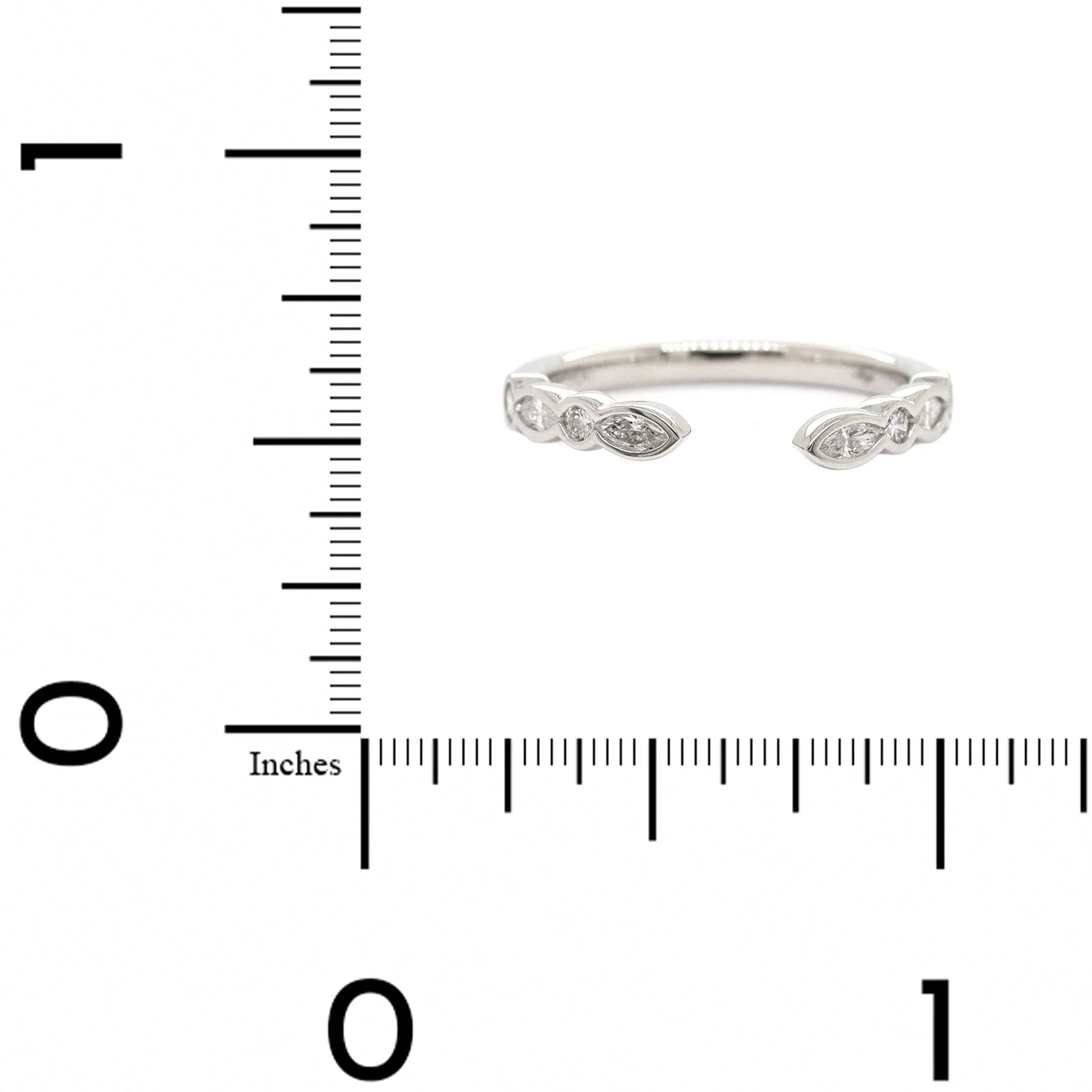 Platinum Open Bezel Set Round and Marquise Diamond Band - Image 4