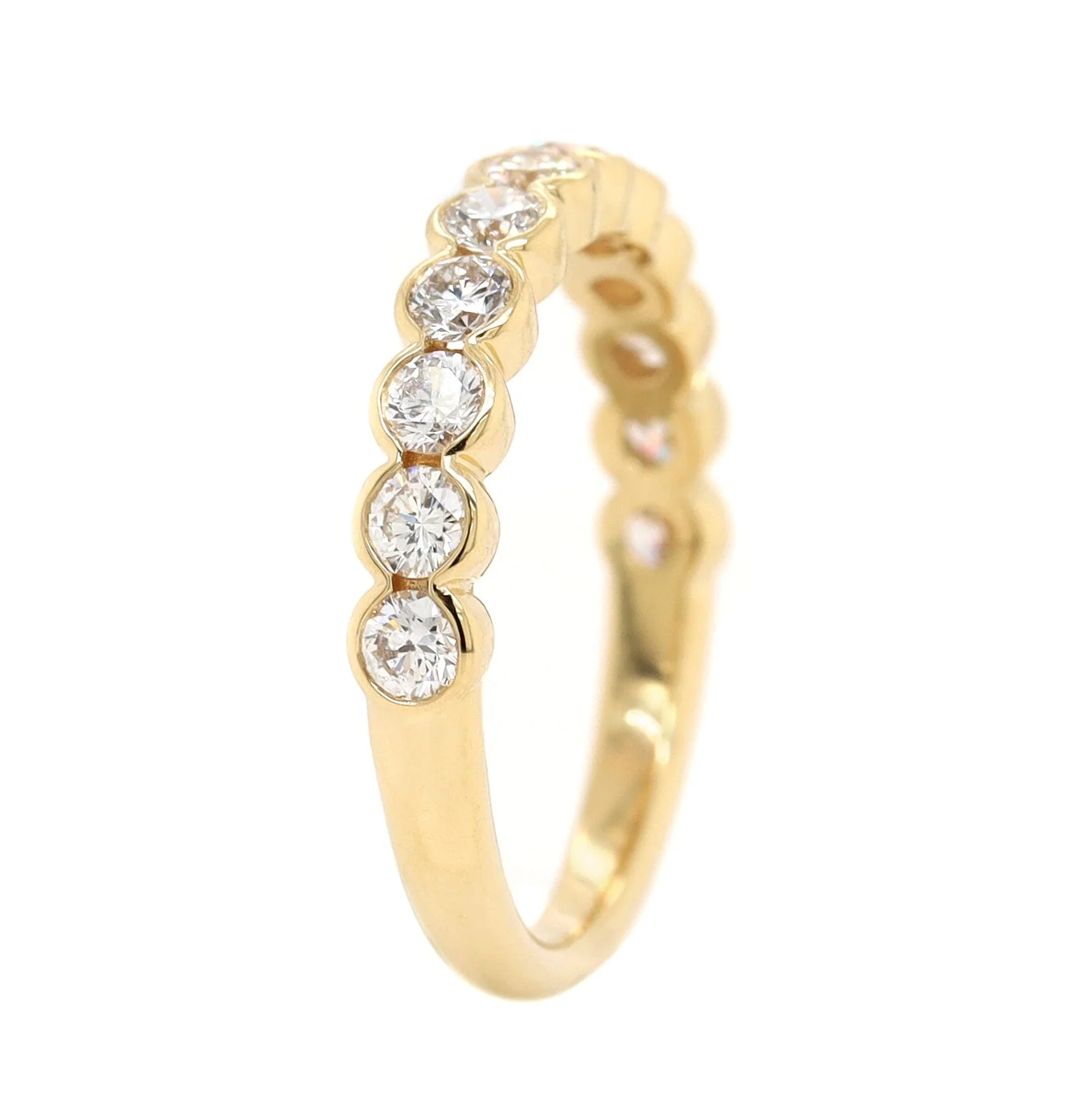18K Yellow Gold Semi Bezel Set Diamond Band - Image 2