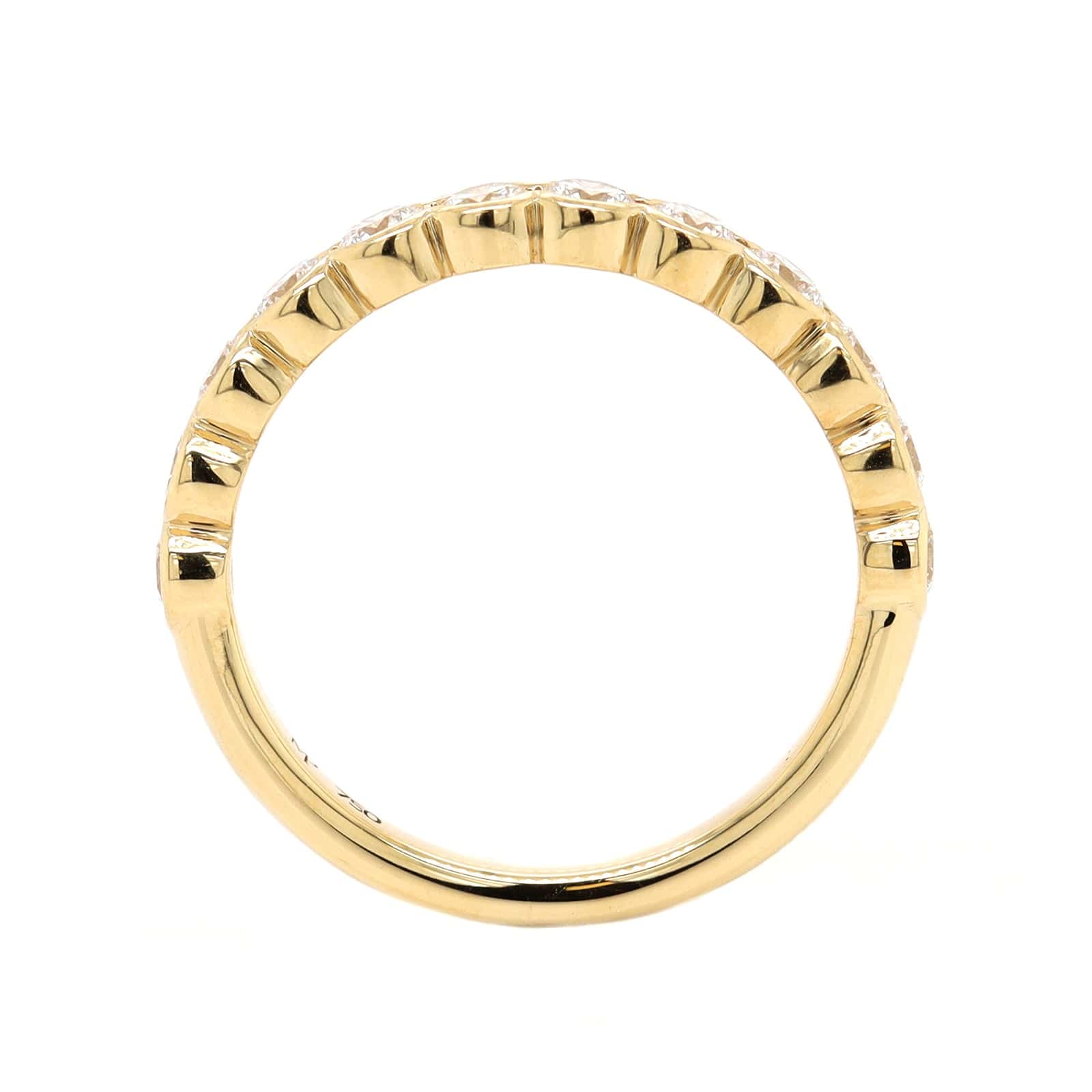 18K Yellow Gold Semi Bezel Set Diamond Band - Image 3