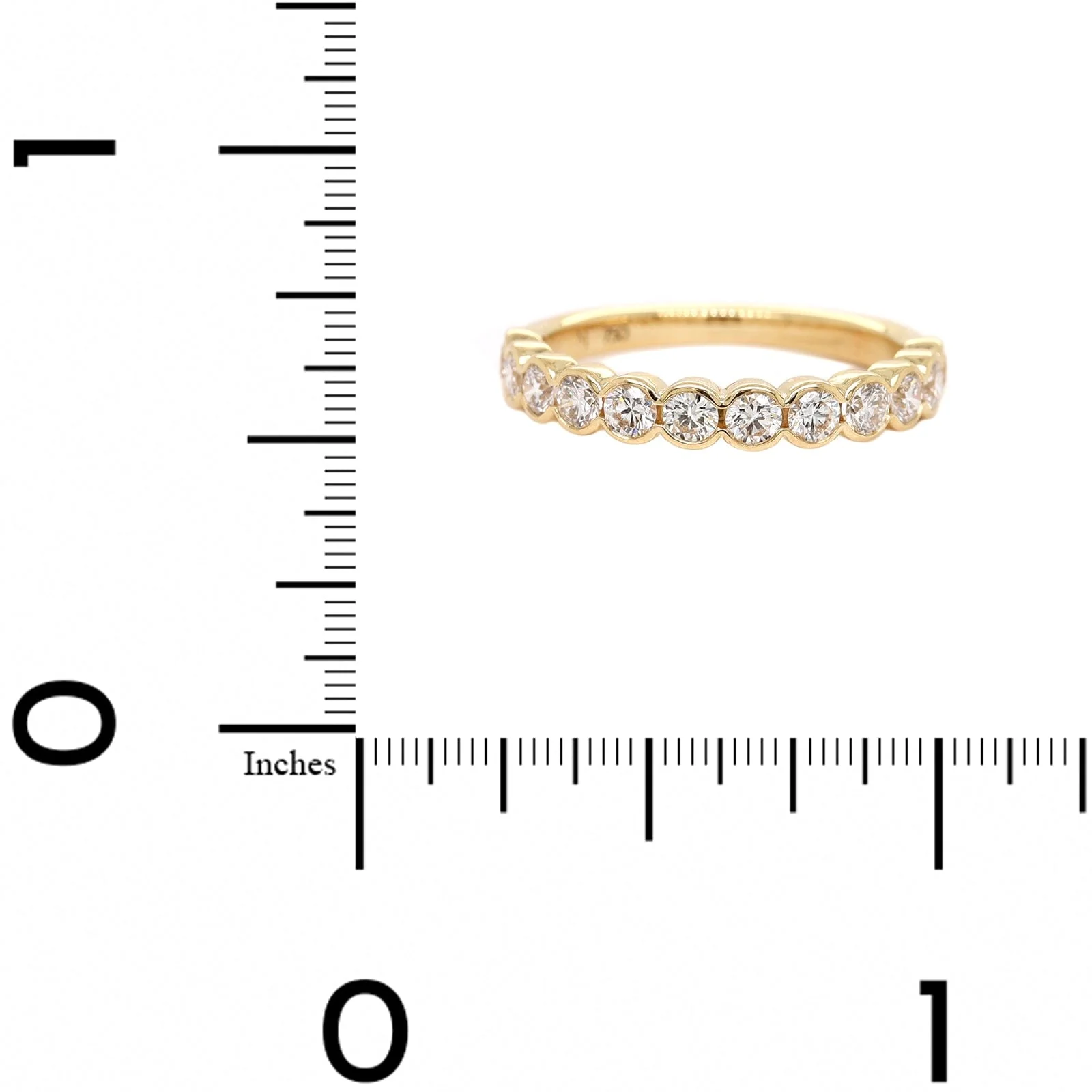 18K Yellow Gold Semi Bezel Set Diamond Band - Image 4