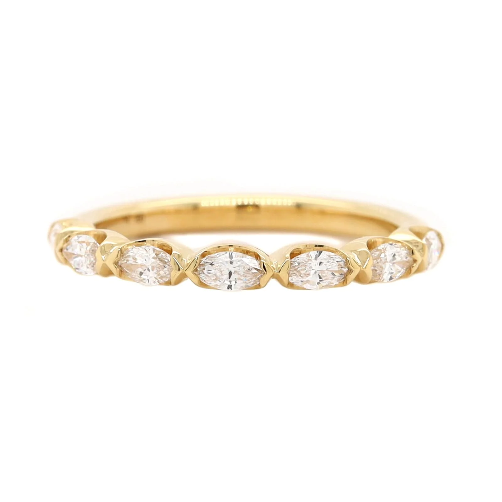 18K Yellow Gold 7 Stone Marquise Cut Diamond Band
