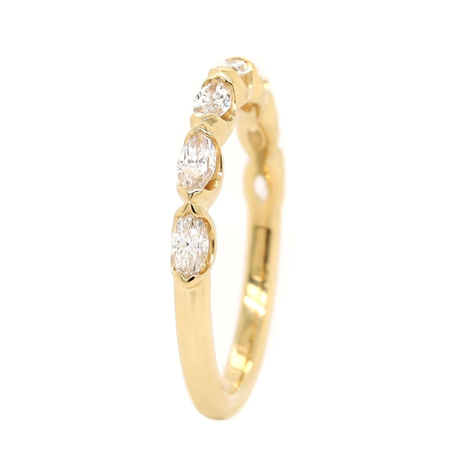 18K Yellow Gold 7 Stone Marquise Cut Diamond Band - Image 2