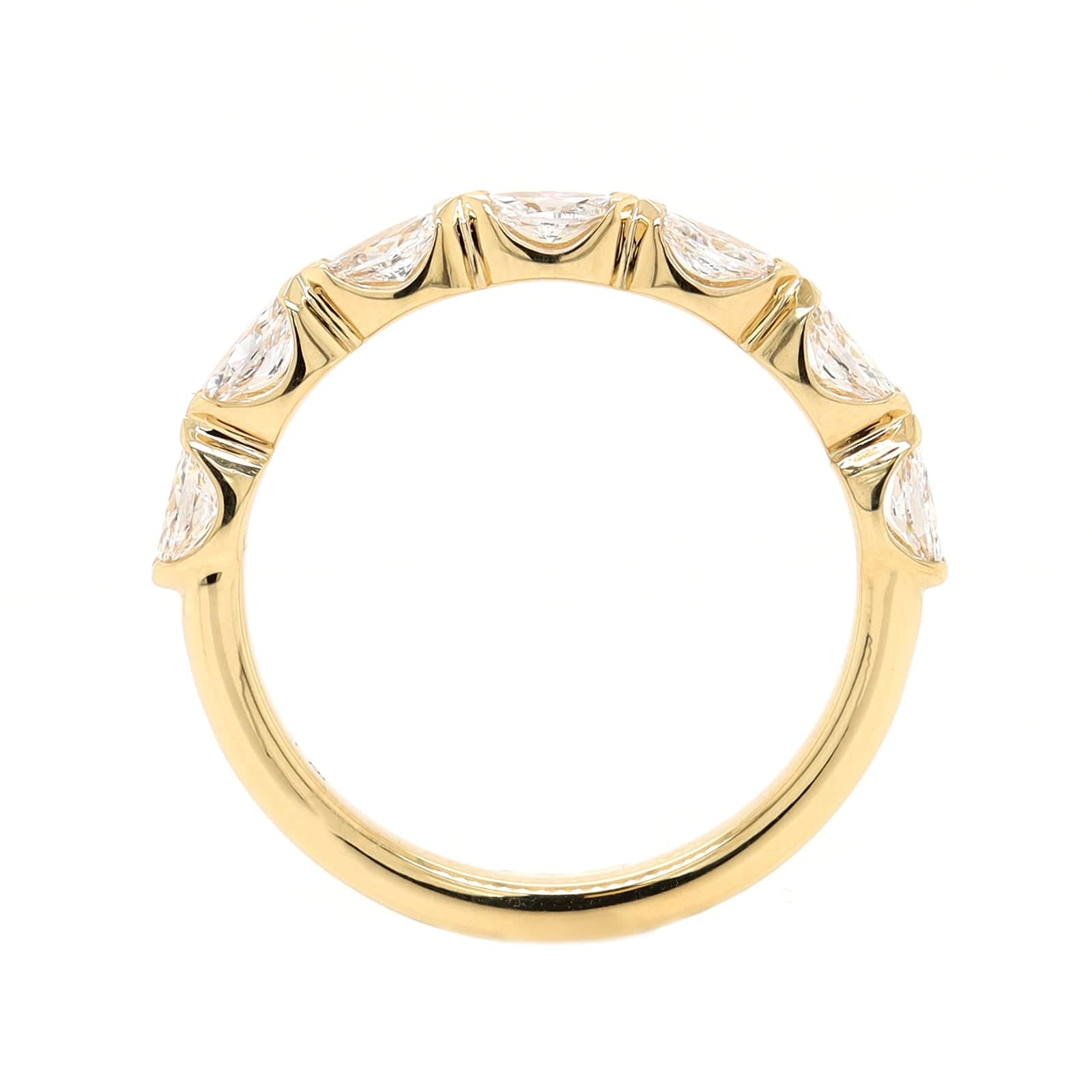 18K Yellow Gold 7 Stone Marquise Cut Diamond Band - Image 3