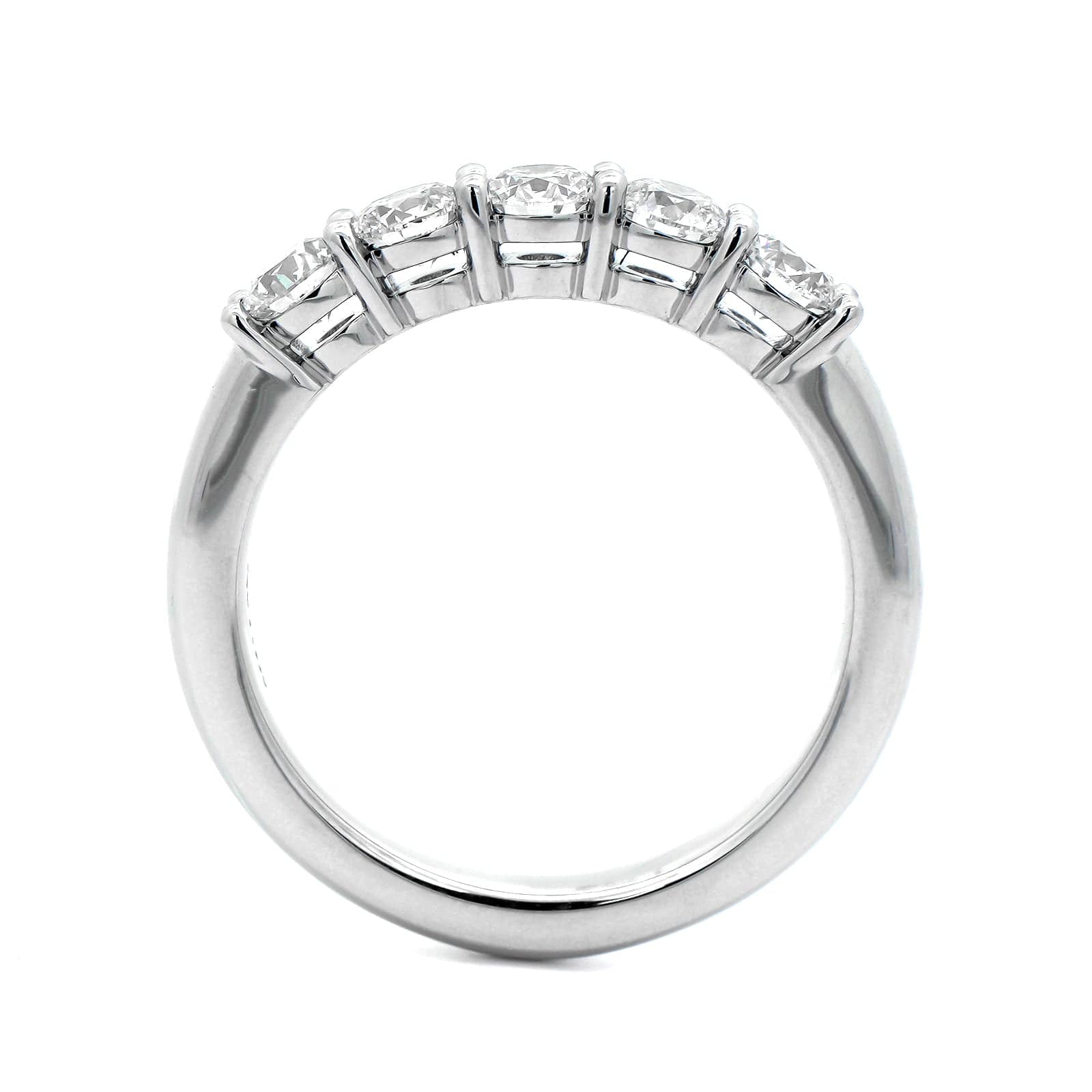 Platinum 5 Stone Shared Prong Round Diamond Band - Image 3