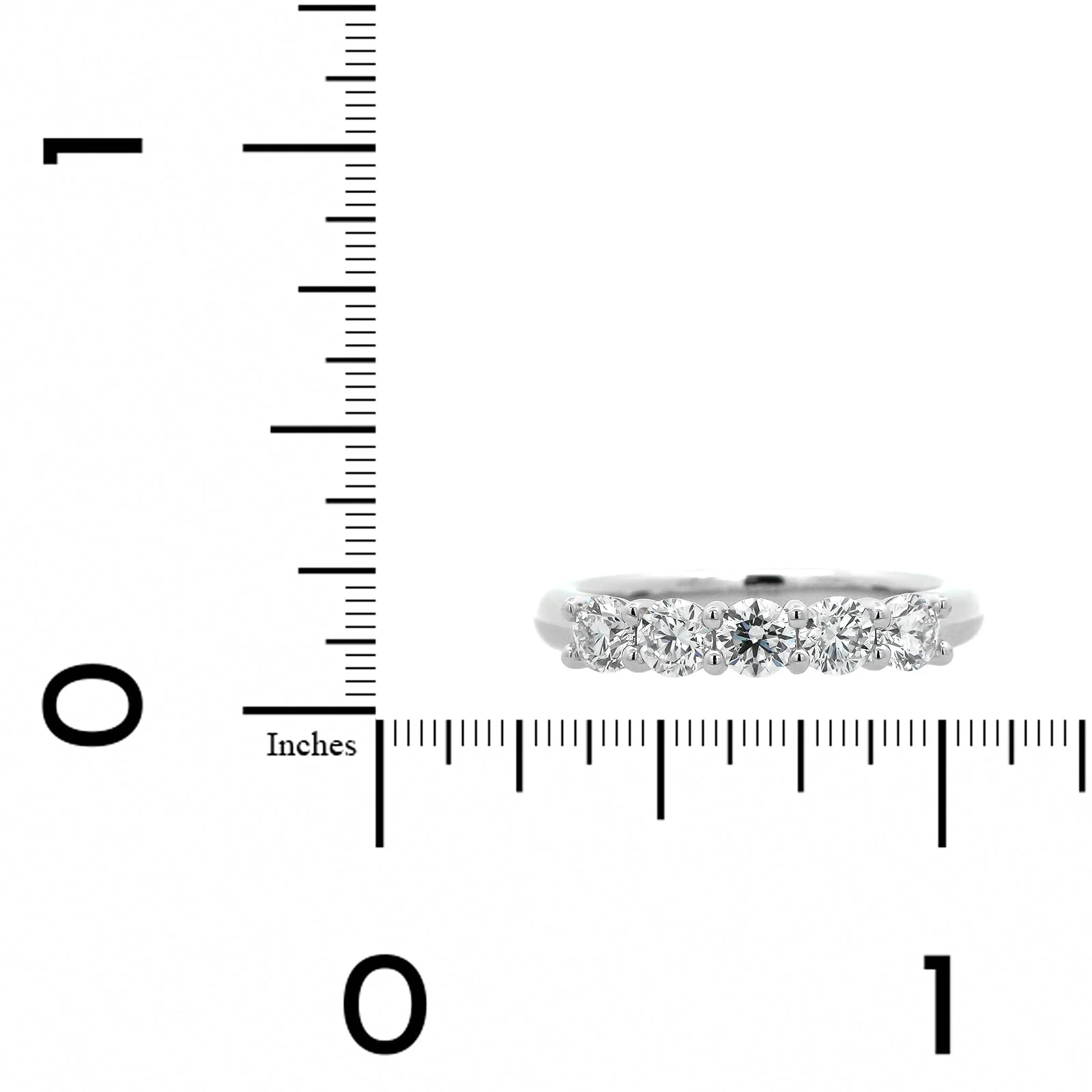 Platinum 5 Stone Shared Prong Round Diamond Band - Image 4