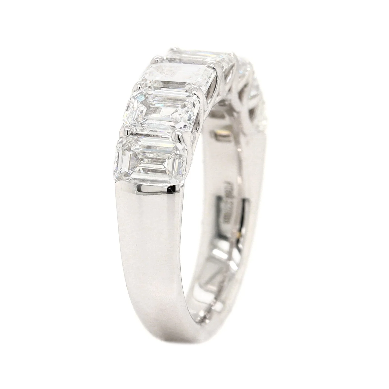 Platinum 7 Stone Emerald Cut Diamond Band - Image 2