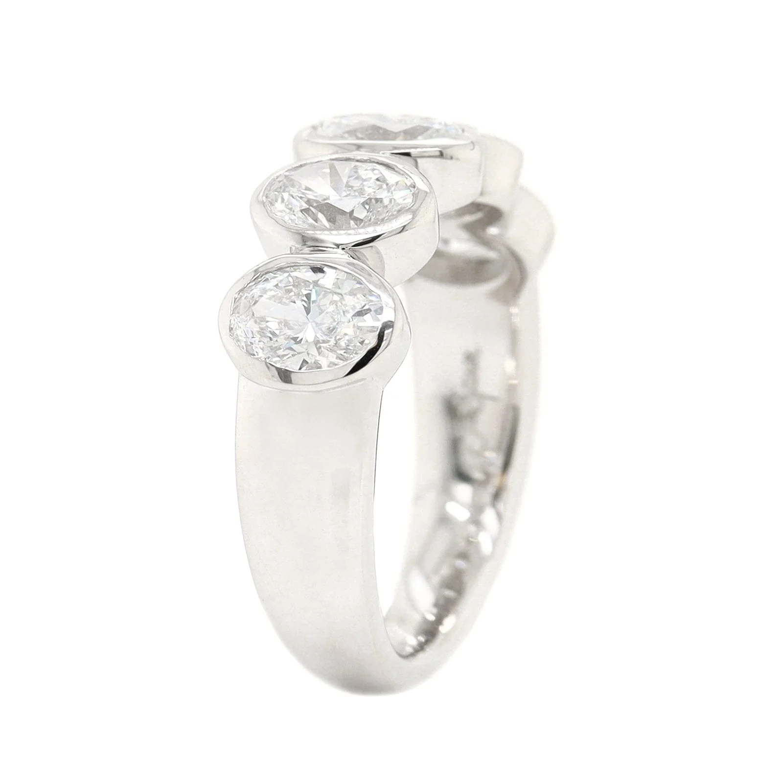 Platinum 5 Stone Bezel Set Oval Diamond Band - Image 2