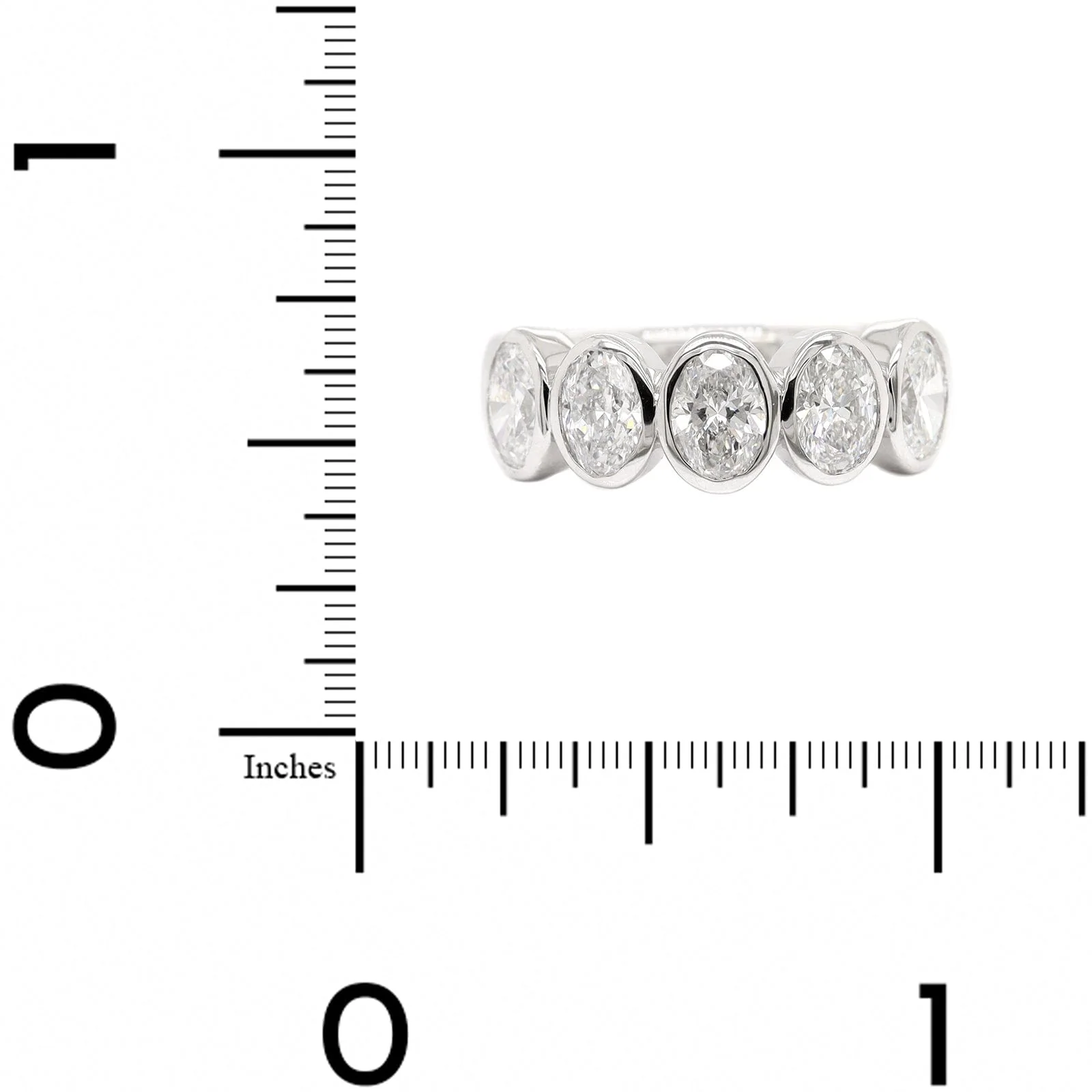 Platinum 5 Stone Bezel Set Oval Diamond Band - Image 4