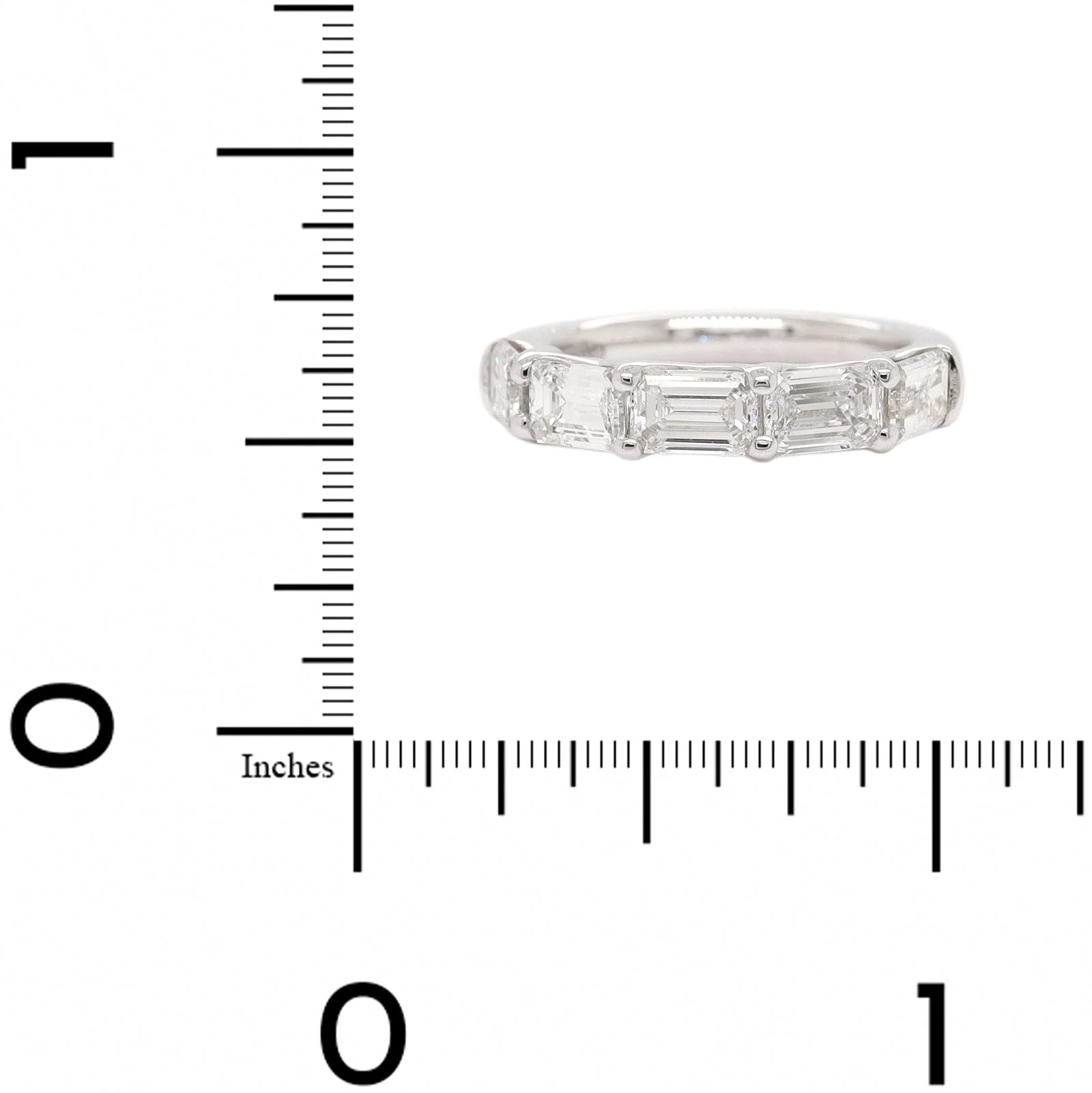 Platinum 5 Stone Emerald Cut Diamond Band - Image 4