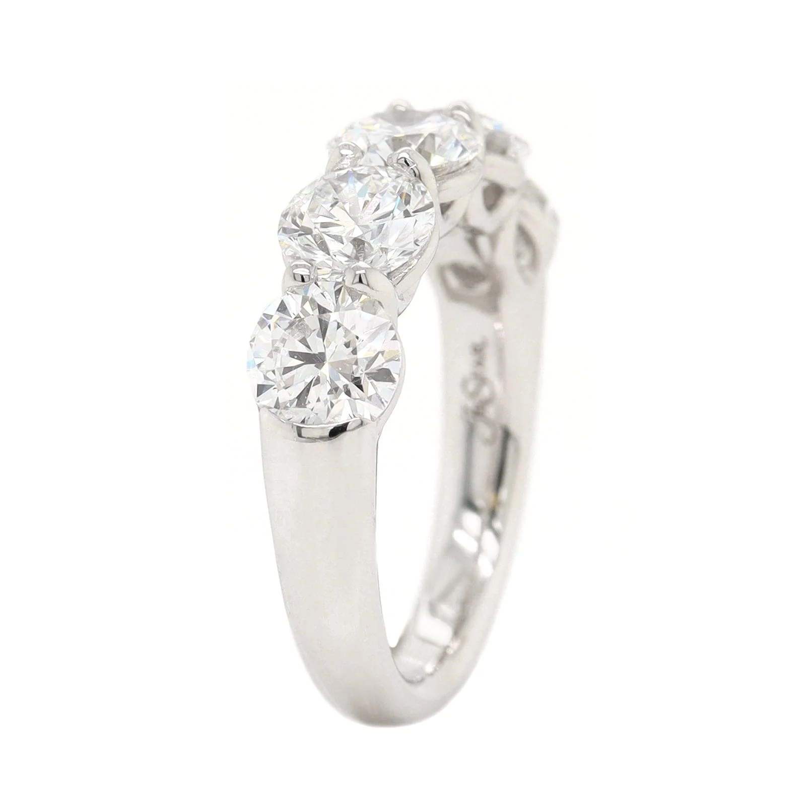 Platinum 5 Stone Round 3CTW Diamond Band - Image 2