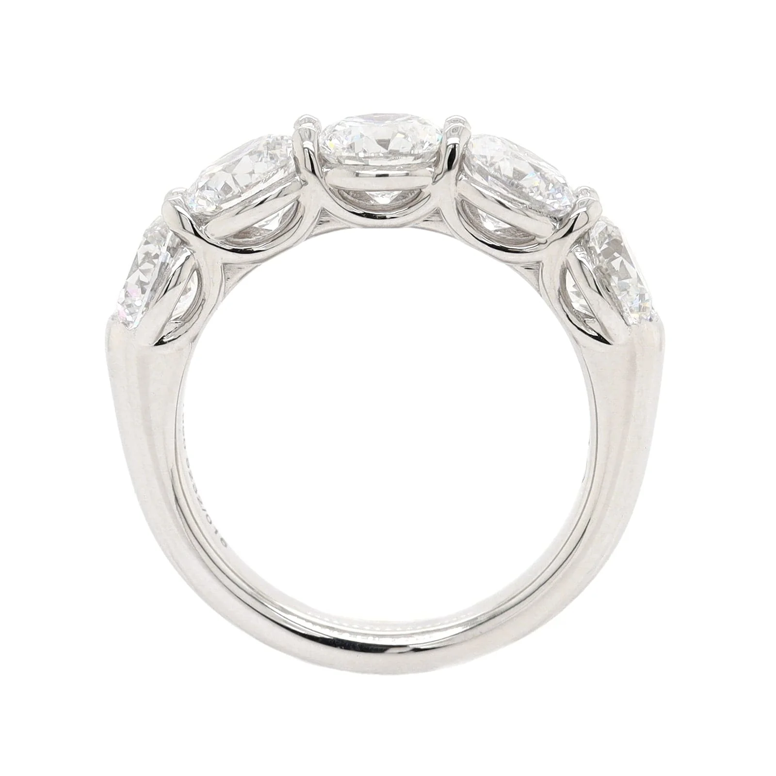 Platinum 5 Stone Round 3CTW Diamond Band - Image 3