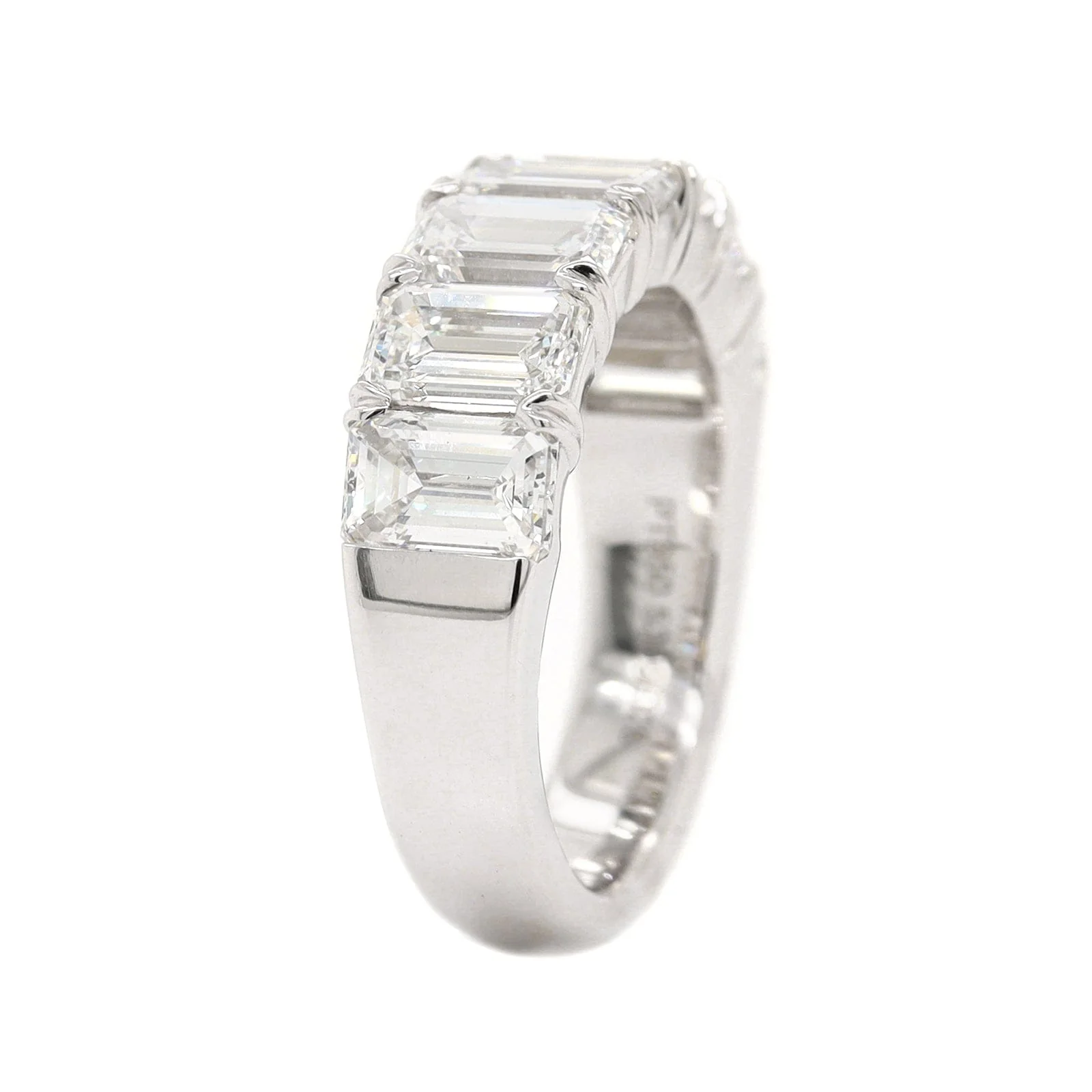 Platinum 7 Stone Emerald Cut 4CTW Diamond Band - Image 2