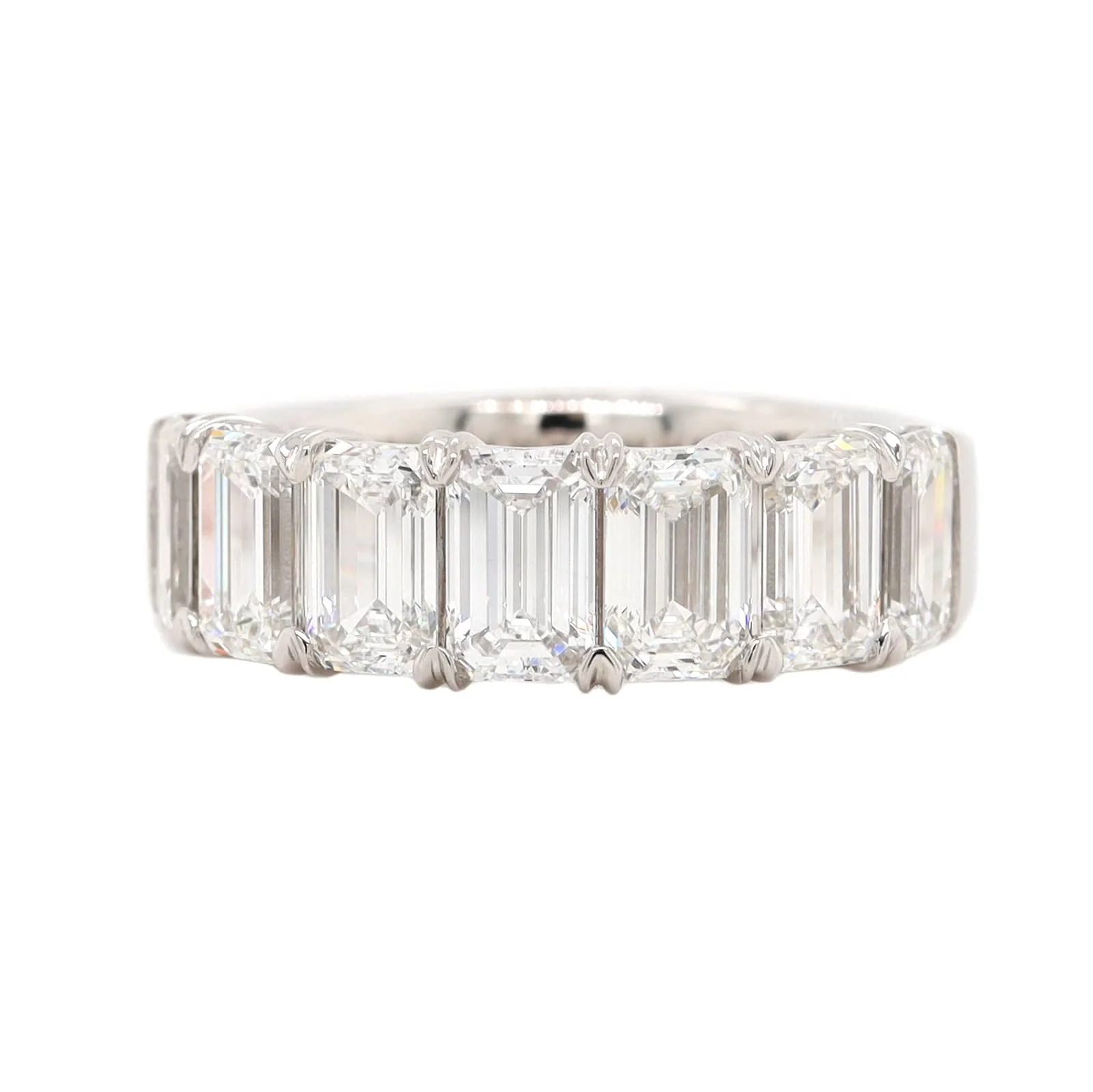 Platinum 7 Stone Emerald Cut 4CTW Diamond Band - Image 5