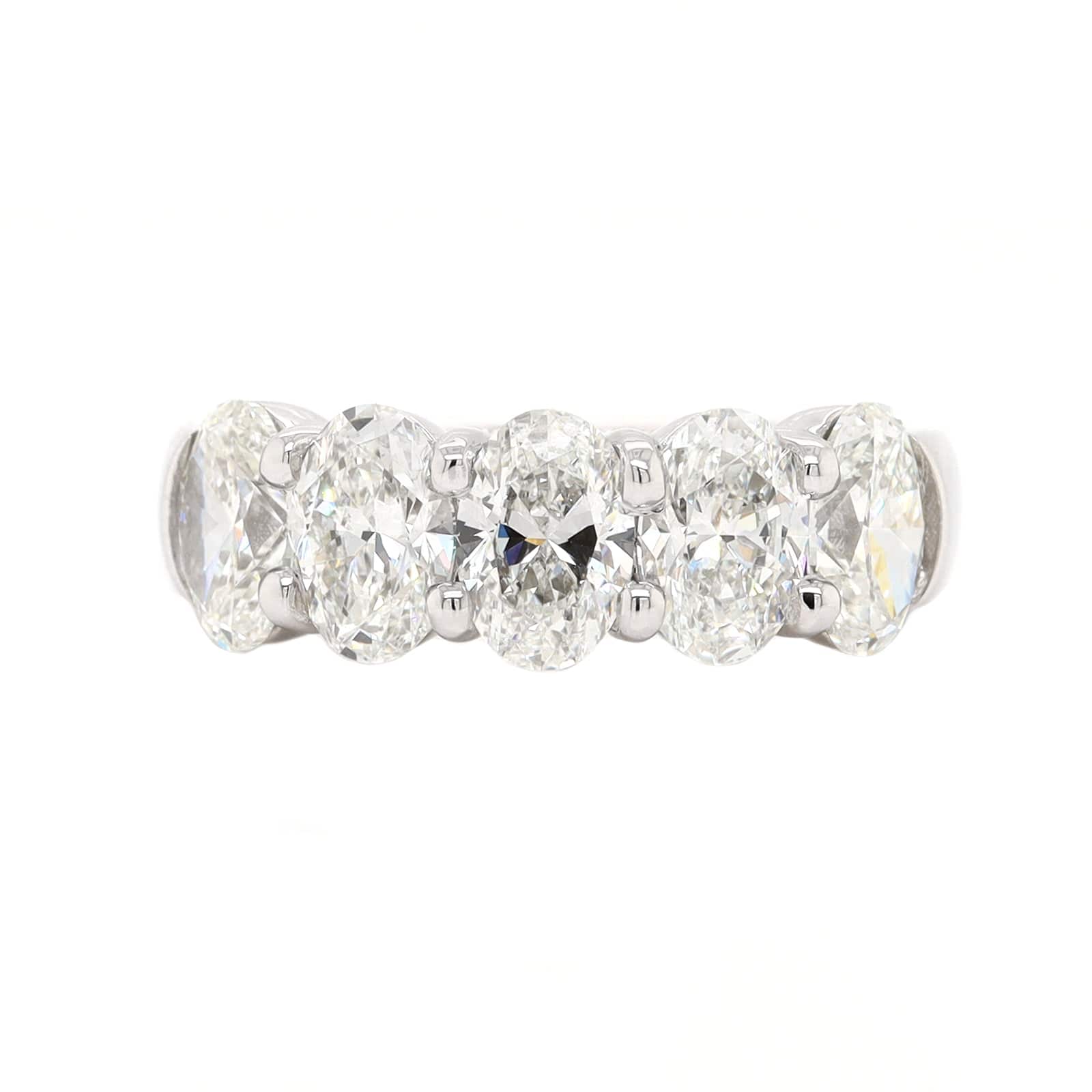 Platinum 5 Stone Oval Diamond Band - Image 5