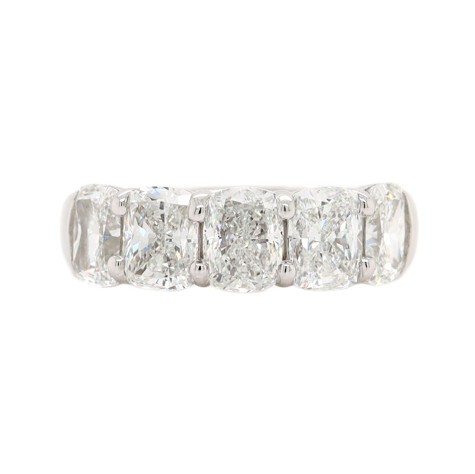 Platinum 5 Stone Cushion Cut 4CTW Diamond Band