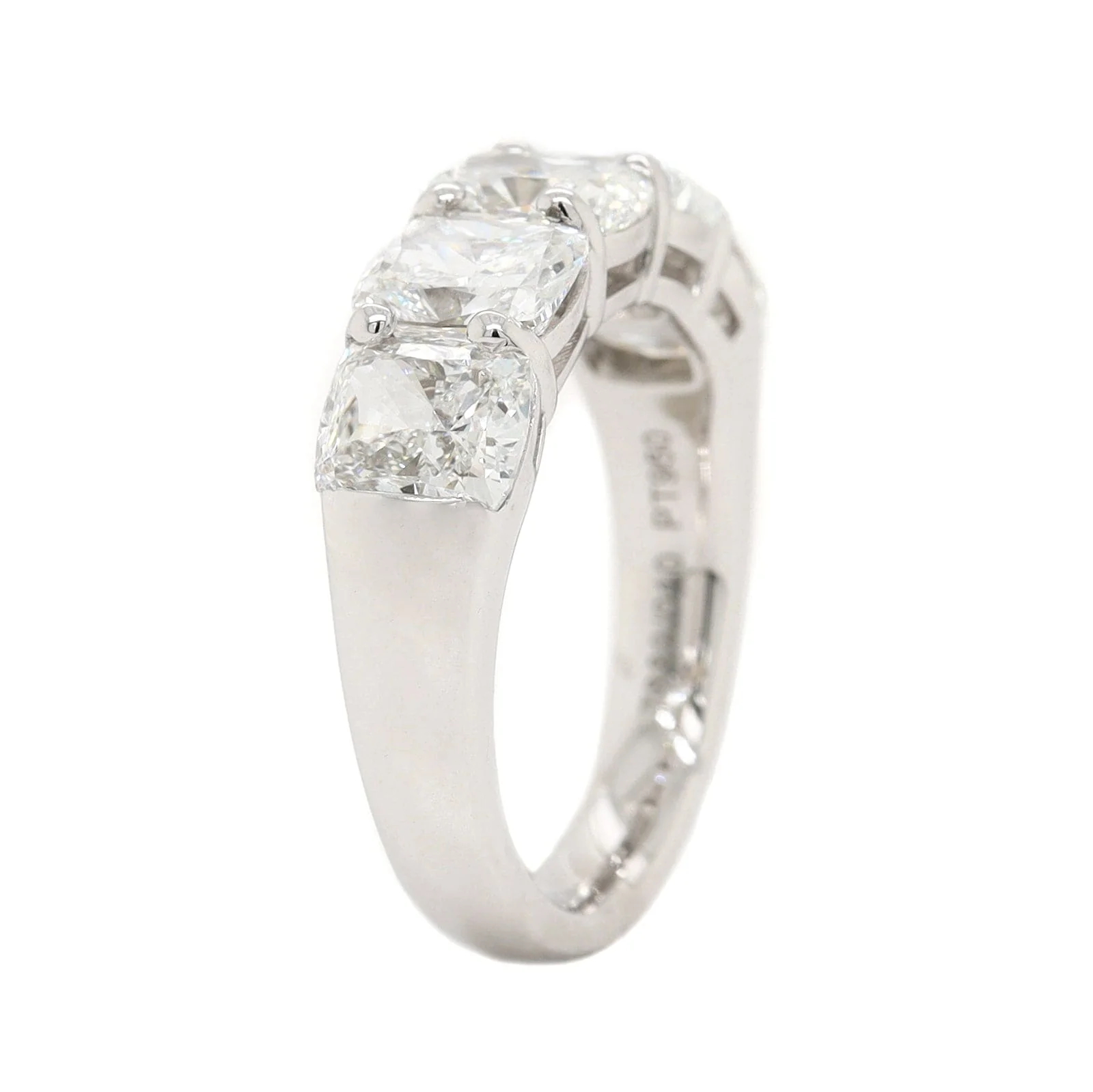 Platinum 5 Stone Cushion Cut 4CTW Diamond Band - Image 2