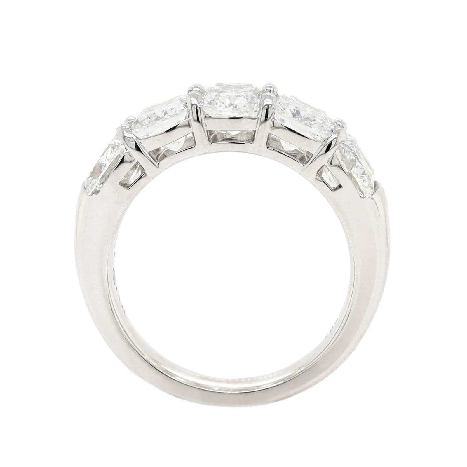 Platinum 5 Stone Cushion Cut 4CTW Diamond Band - Image 3