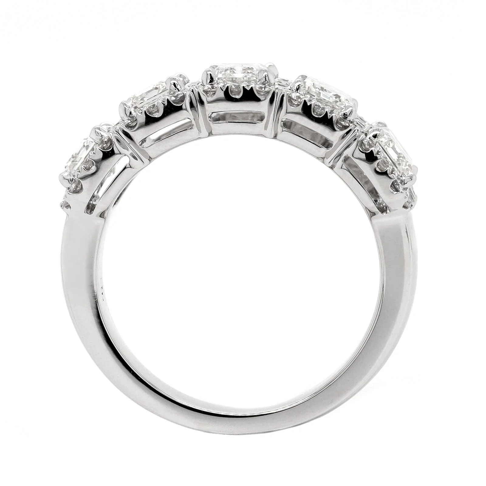 18K White Gold 5 Stone Emerald Cut 2.90CTW Diamond Band - Image 3