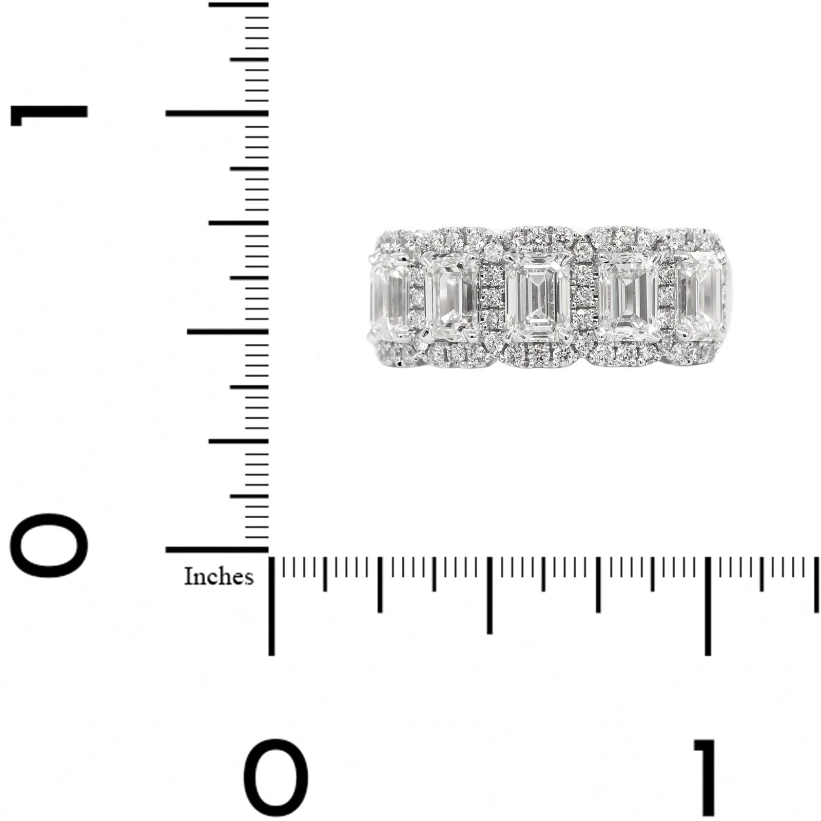 18K White Gold 5 Stone Emerald Cut 2.90CTW Diamond Band - Image 4