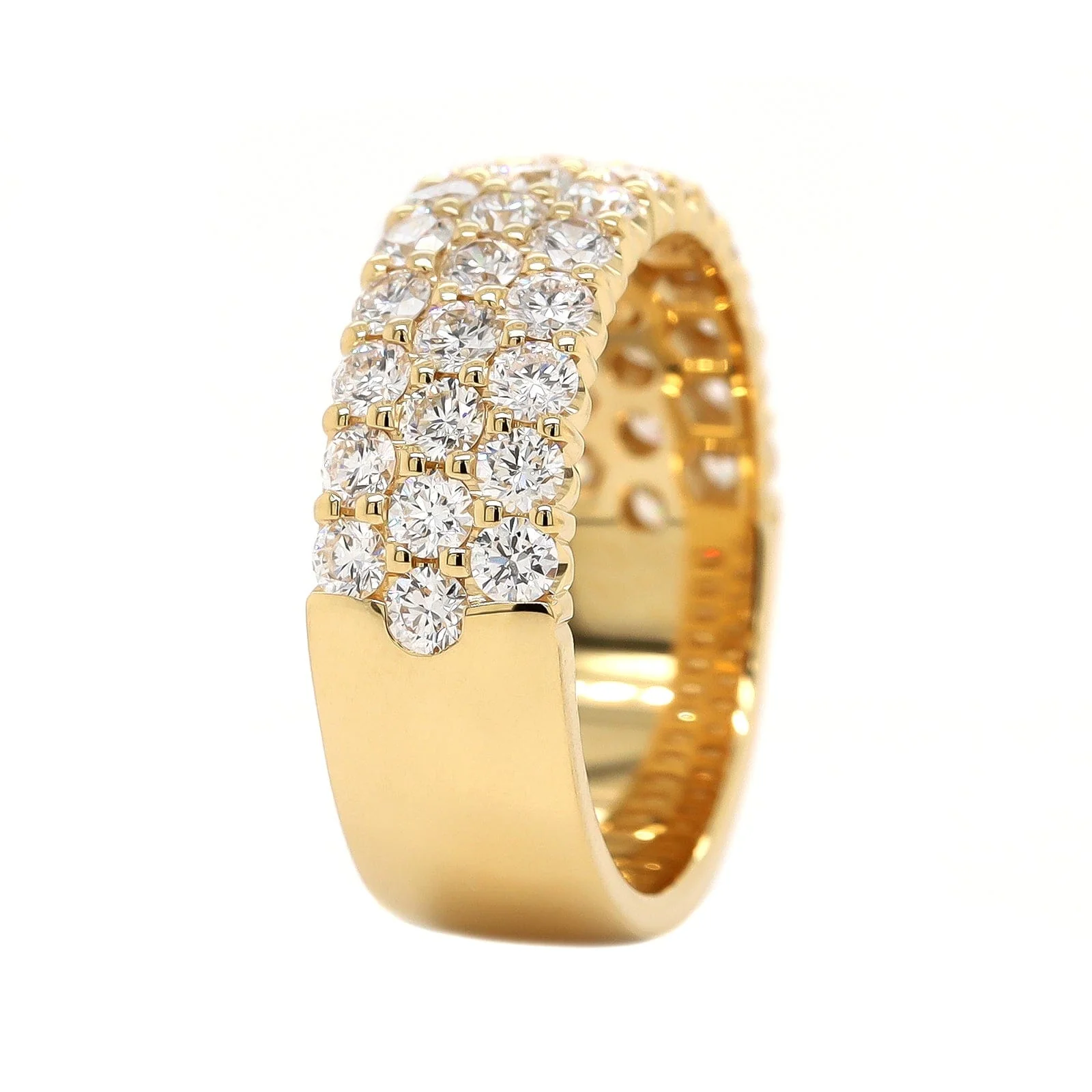 18K Yellow Gold 3 Row Domed Diamond Band - Image 2