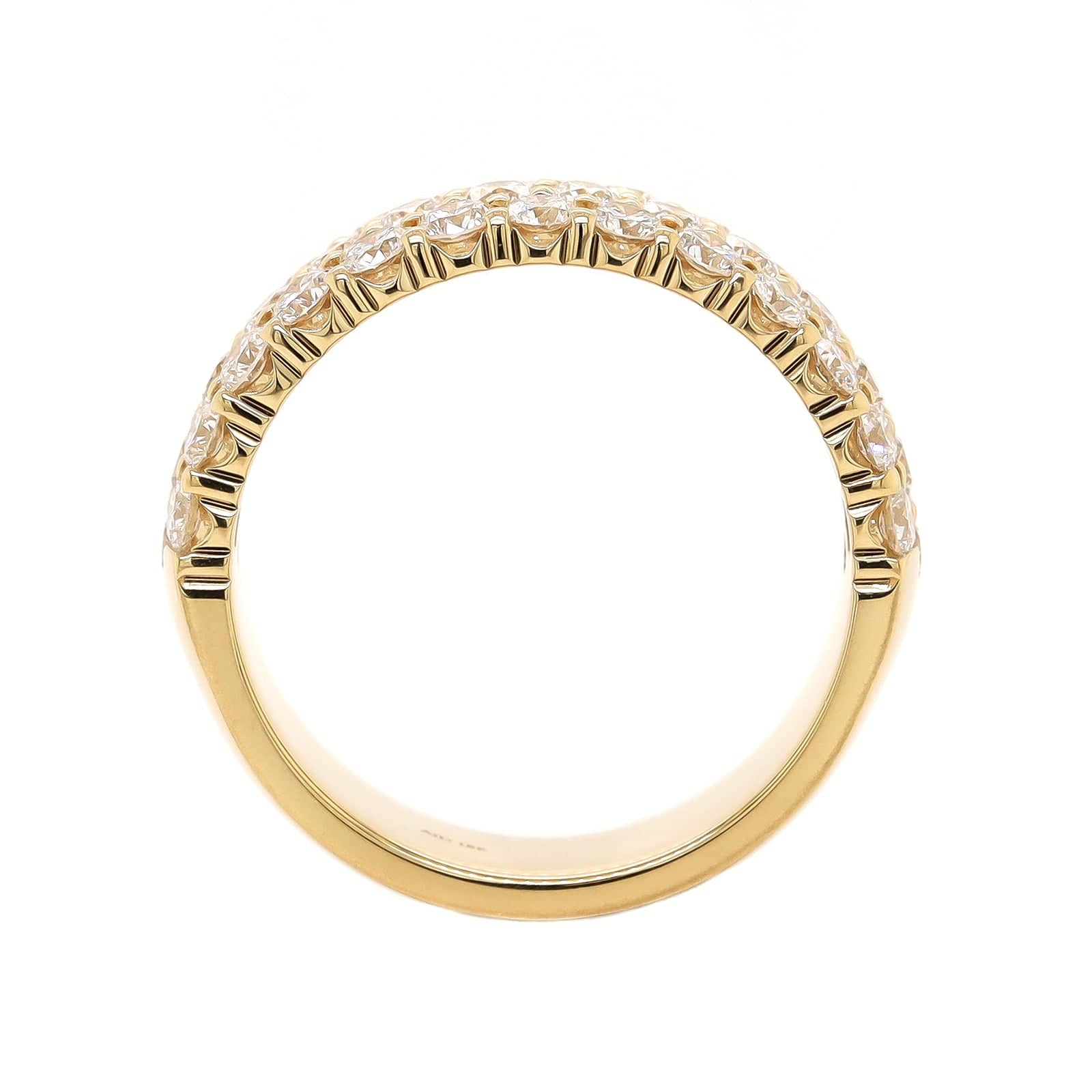 18K Yellow Gold 3 Row Domed Diamond Band - Image 3