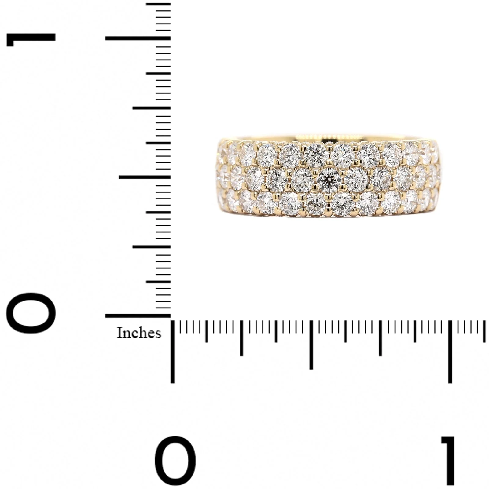 18K Yellow Gold 3 Row Domed Diamond Band - Image 4
