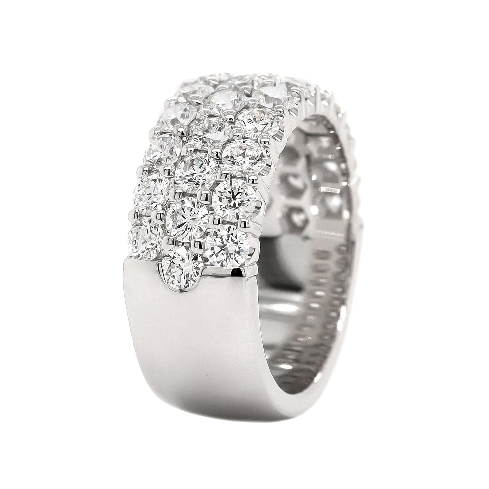 18K White Gold 3 Row Domed 2CTW Diamond Band - Image 2