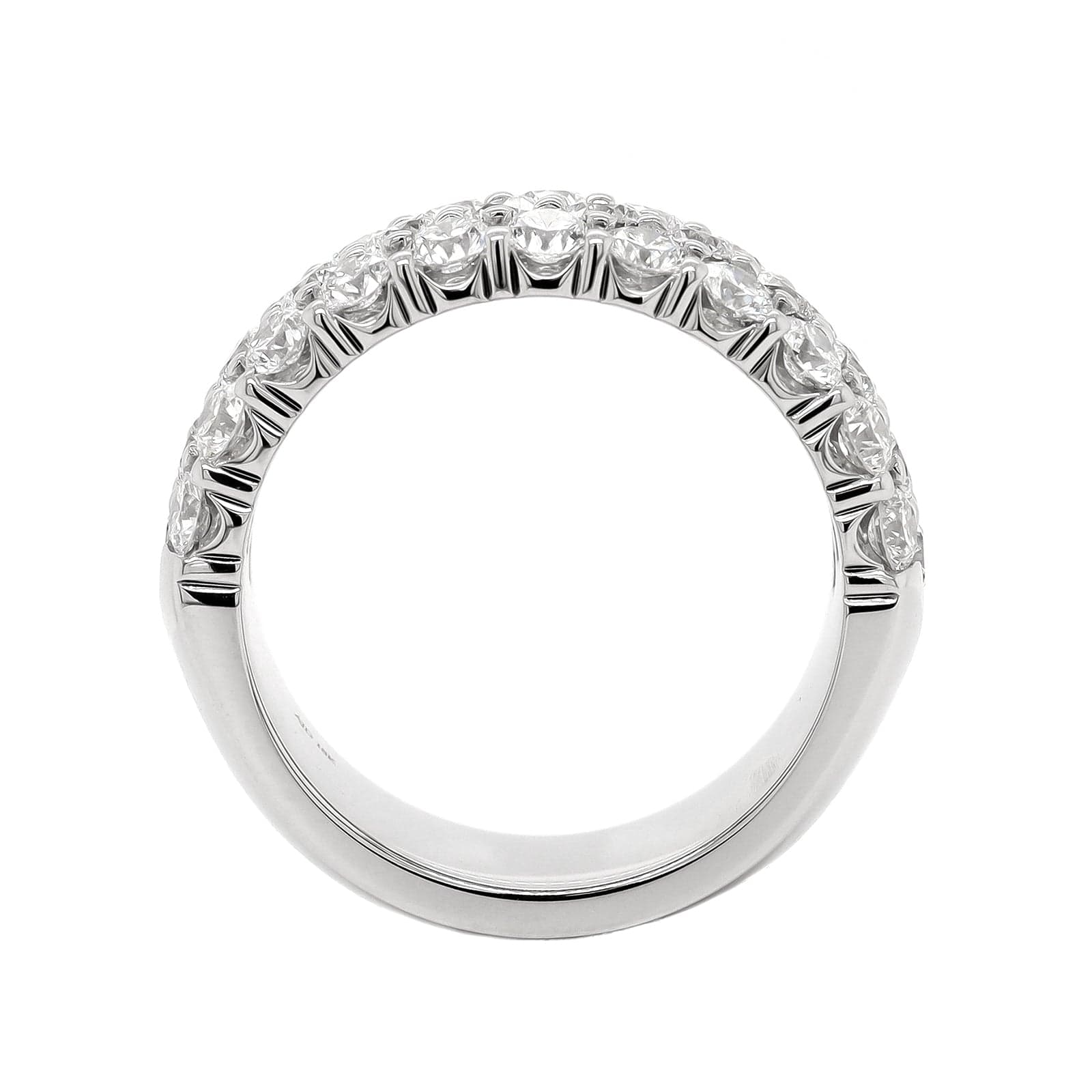 18K White Gold 3 Row Domed 2CTW Diamond Band - Image 3