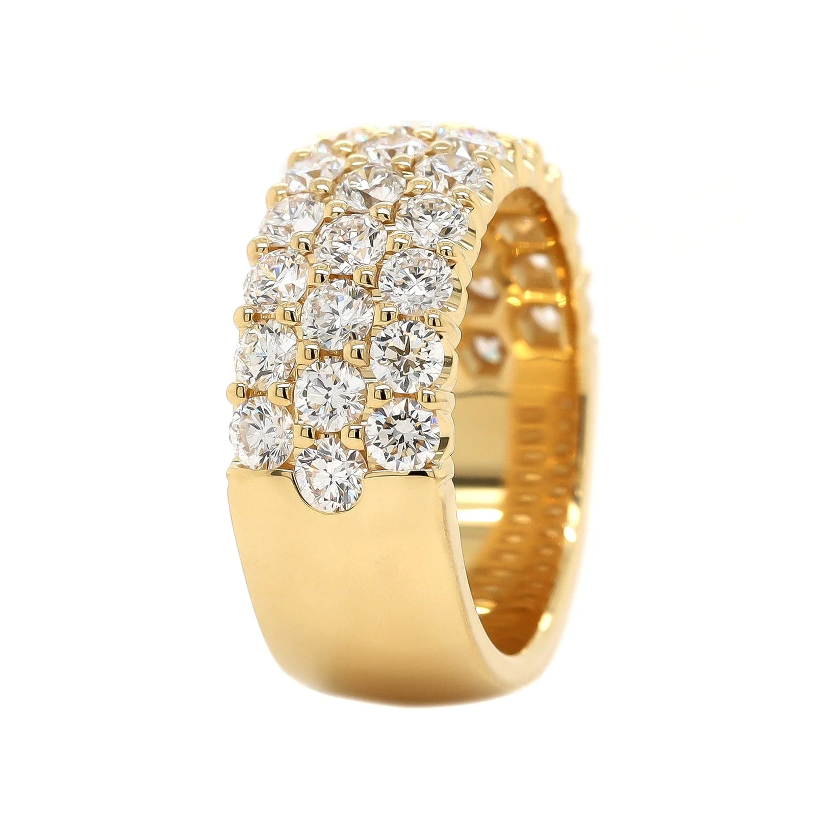18K Yellow Gold 3 Row Domed 2CTW Diamond Band - Image 2