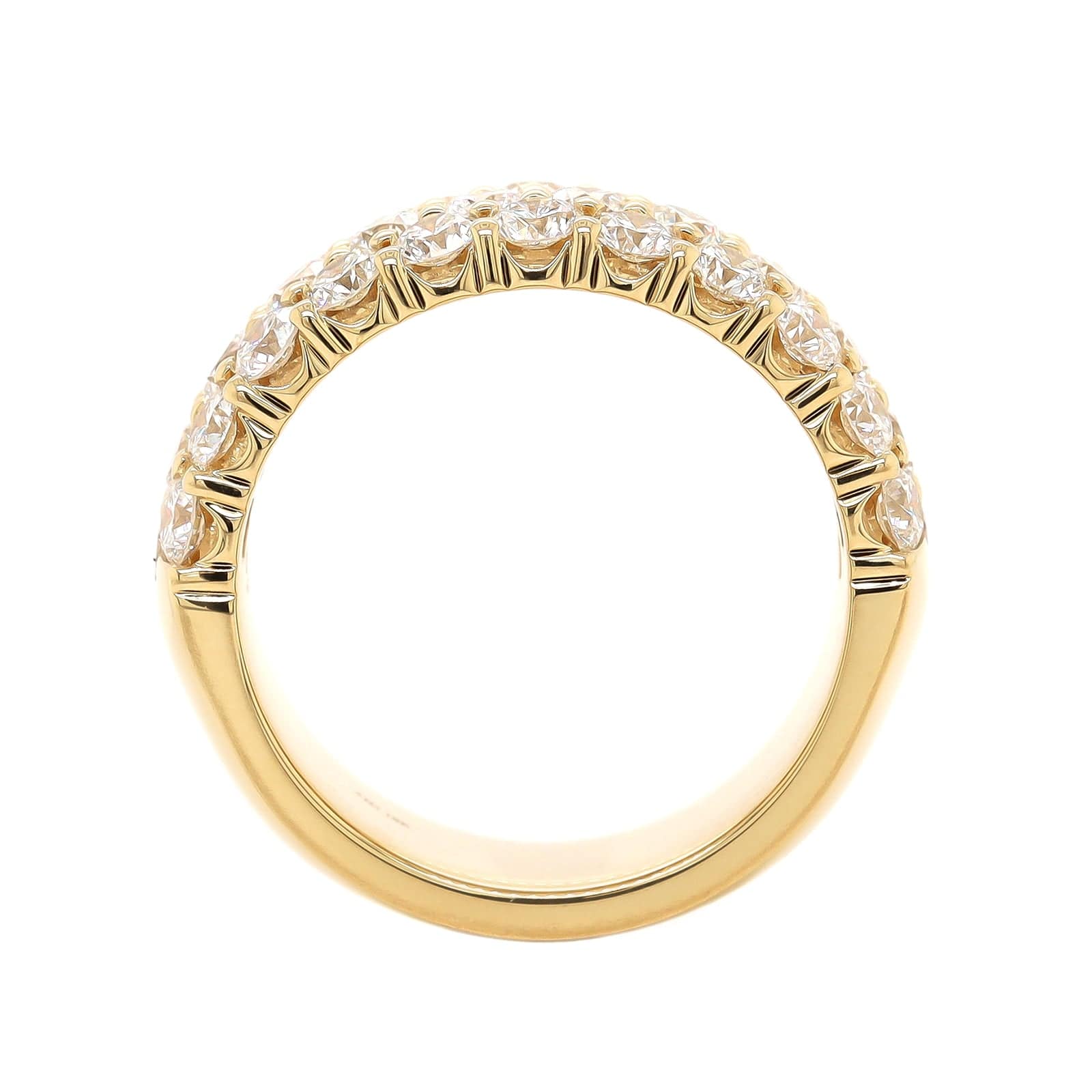 18K Yellow Gold 3 Row Domed 2CTW Diamond Band - Image 3