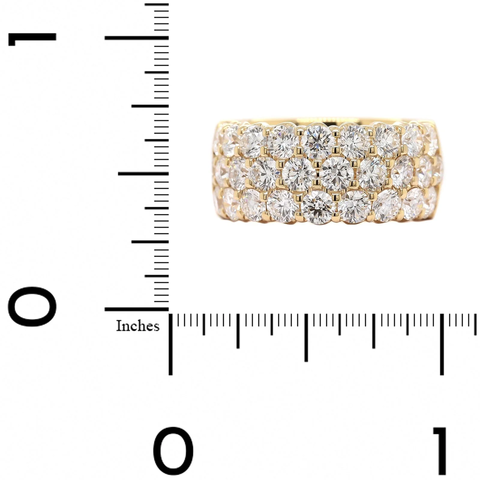 18K Yellow Gold 3 Row Domed 3CTW Diamond Band - Image 4