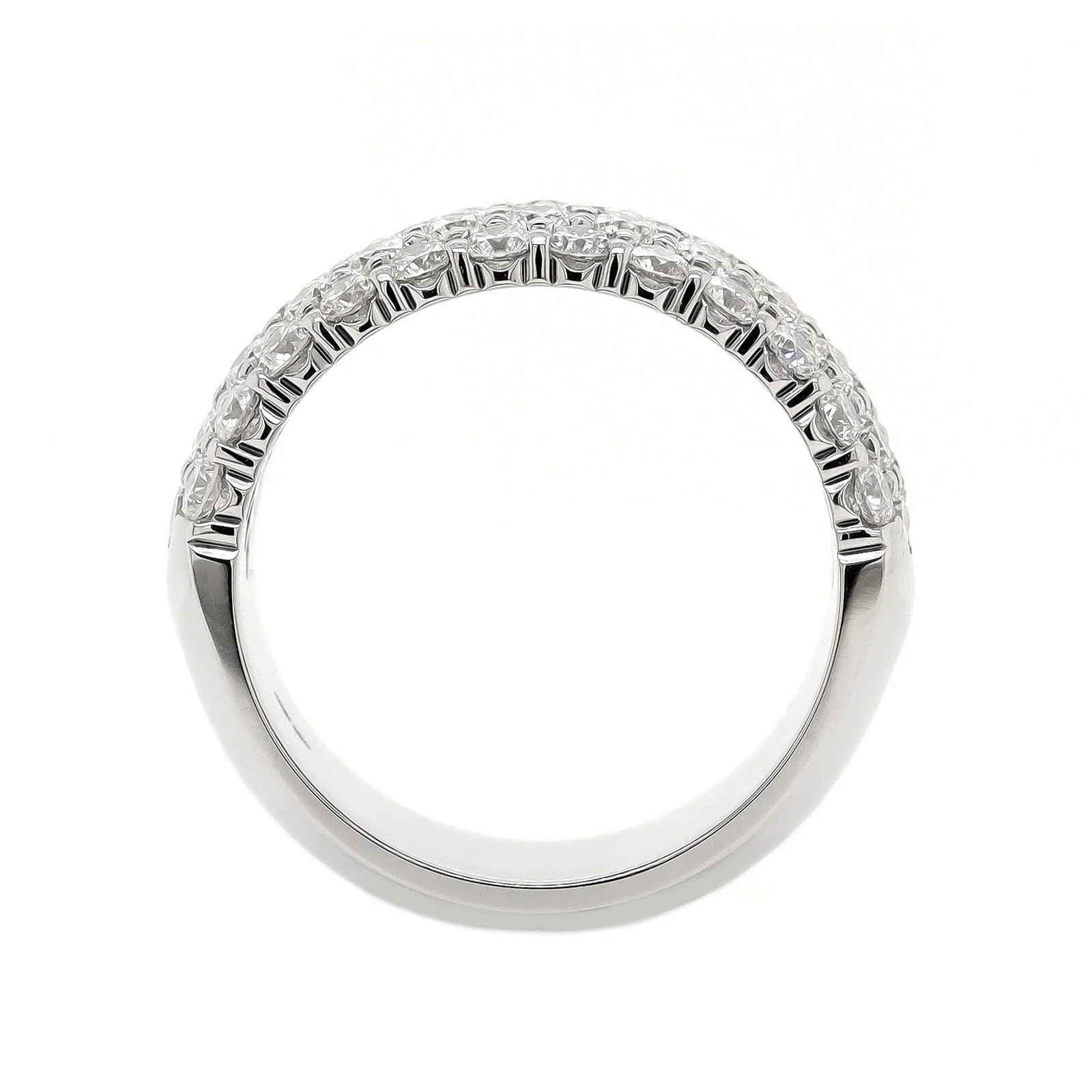 18K White Gold 5 Row Domed Diamond Band - Image 3